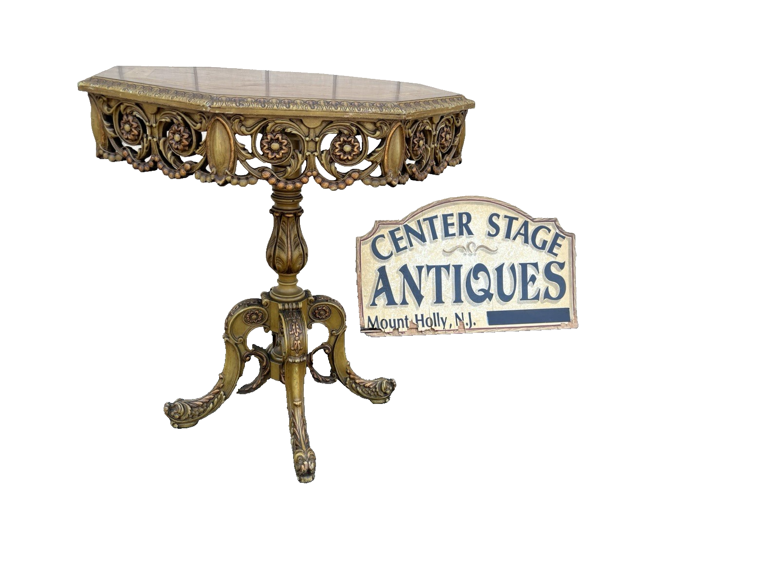 66732 Hand Painted Hexagonal Lamp Table Stand