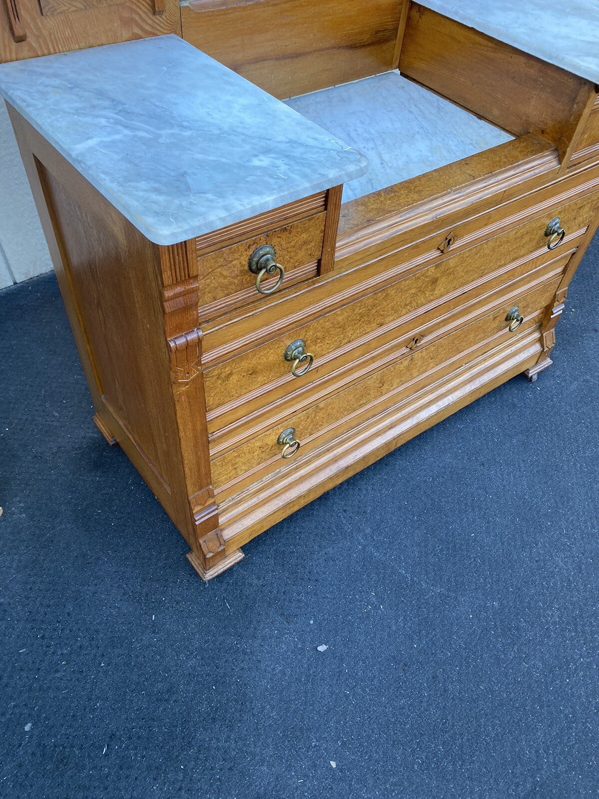 65166 Antique Victorian Oak Dresser with Mirror