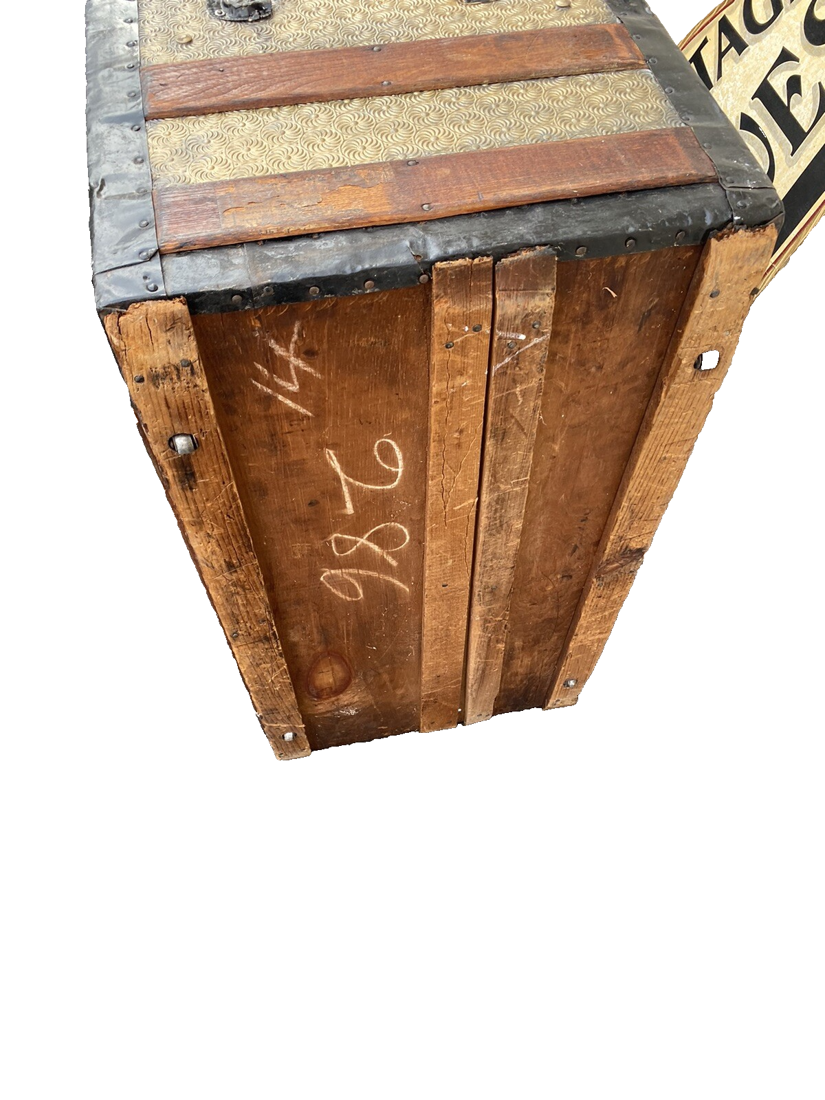 65518   Antique Dome Top Trunk Storage Chest