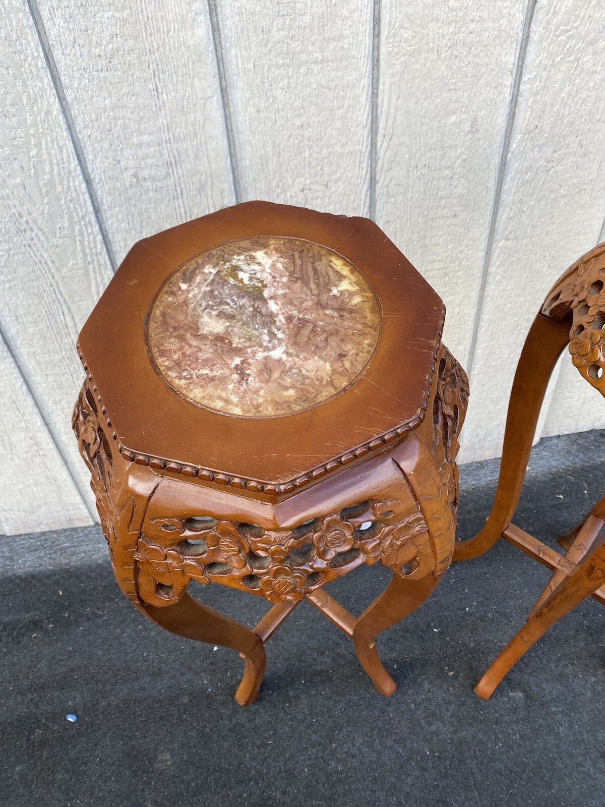 65413 PAIR Oriental Plant Pedastal Stand s Table s