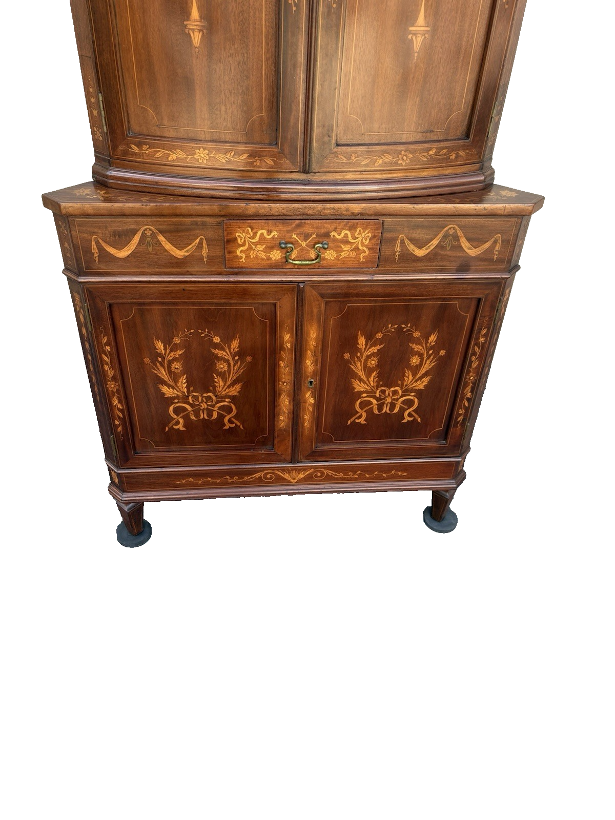 66982 Antique Custom Hand Made  Mahogany  Corner Curio Cabinet
