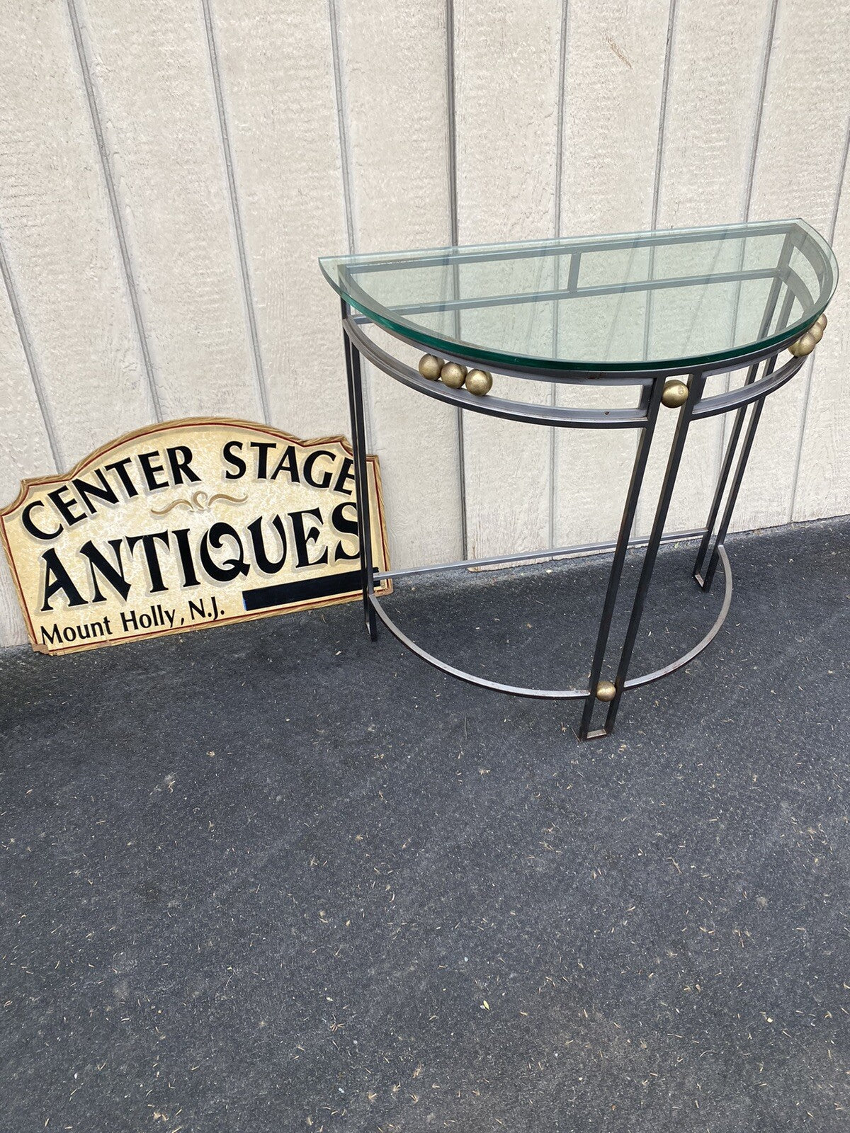 65275 Glass Top Iron Console Table Stand