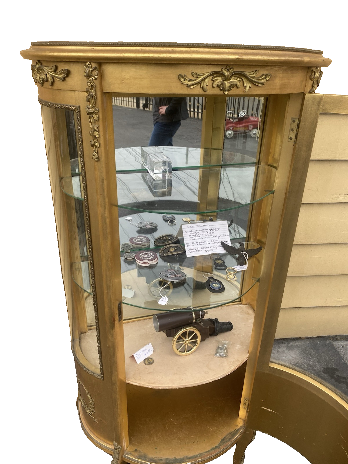 62863 Gold Decorator Bow Glass Curio  China Cabinet