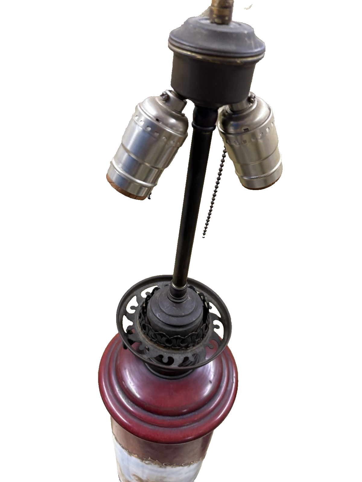 65041 Pair Antique Porcelaine Table Lamps with Cherubs