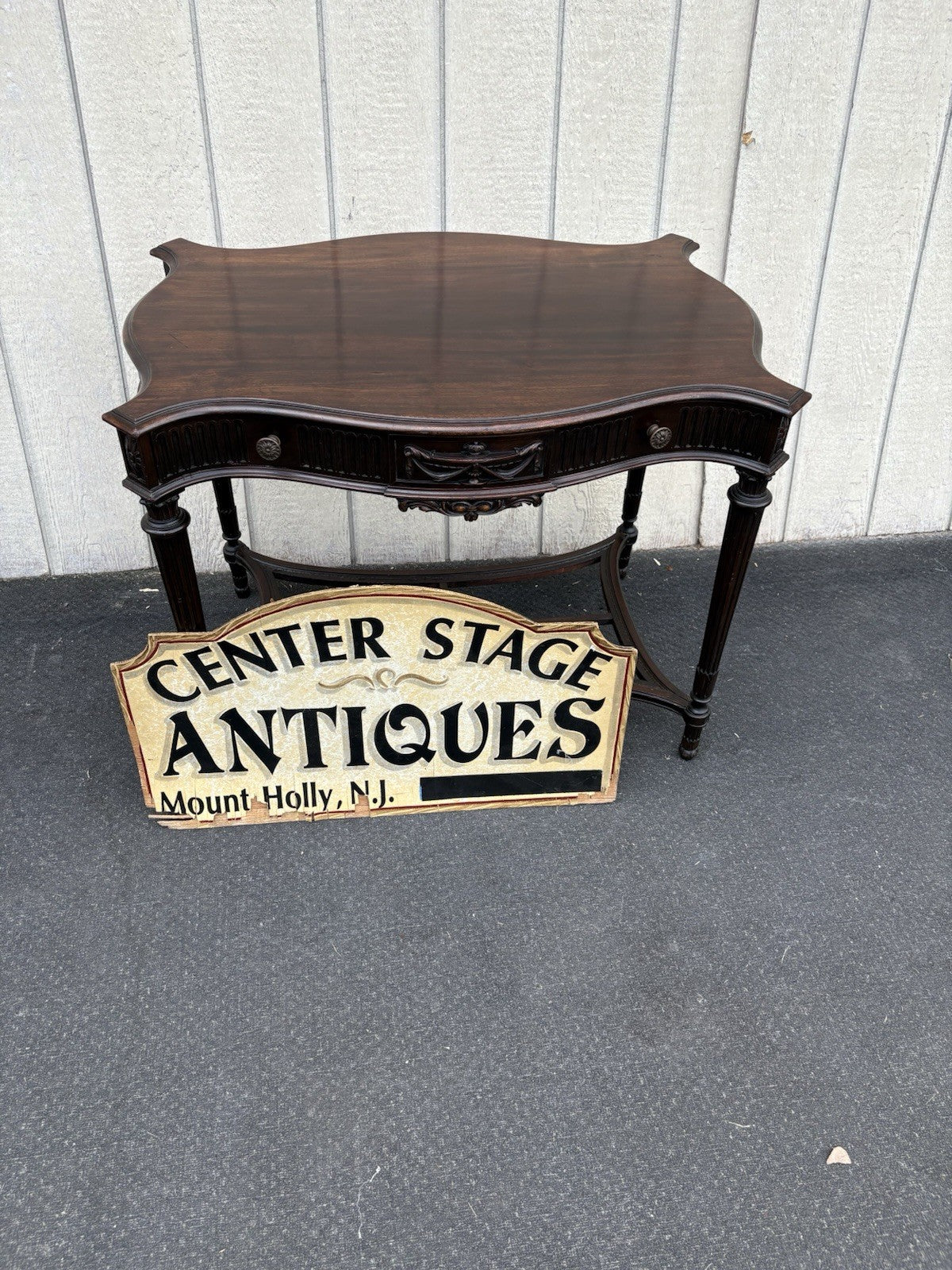 66896 Antique Mahogany Lamp Table Stand w/ Drawer