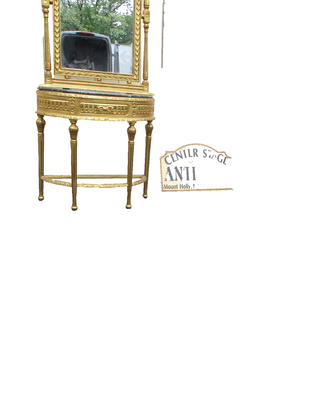 64439 Gold Decorator Console Table with Mirror
