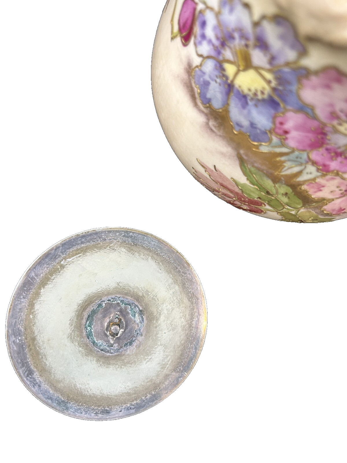 COL 01 - Antique Royal Bonn Silver Lid And Handle Biscuit Jar