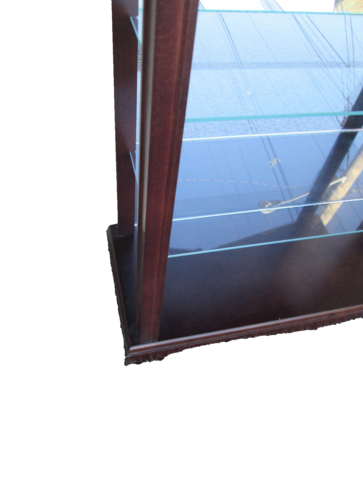 52122 Mahogany Open Glass Shelves Curio Whatnot Wall Shelf