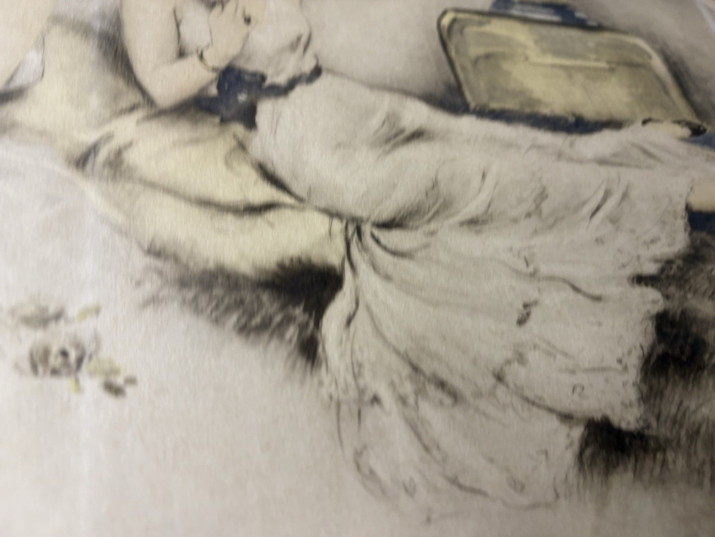 ART YS:      Antique Print   Woman and Roses Copyright 1934 Camila Lucas NYC USA