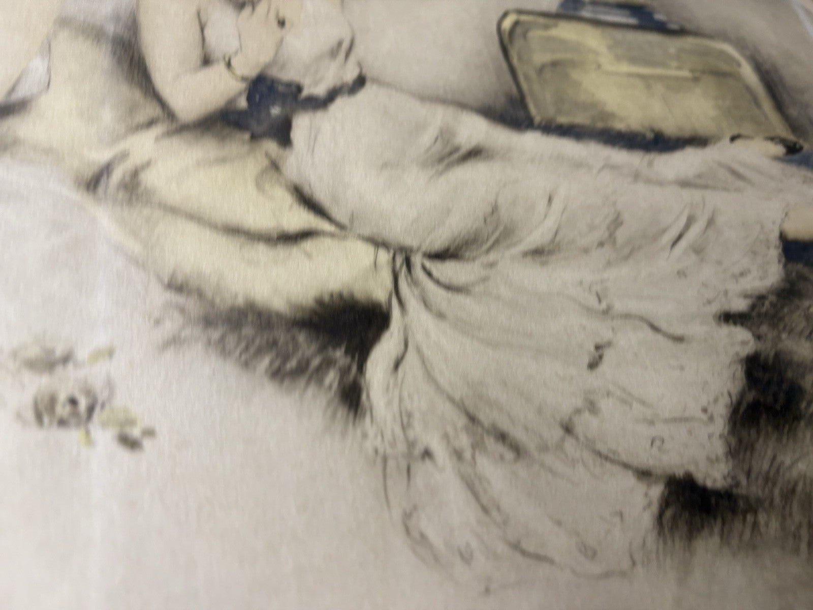 ART YS:      Antique Print   Woman and Roses Copyright 1934 Camila Lucas NYC USA