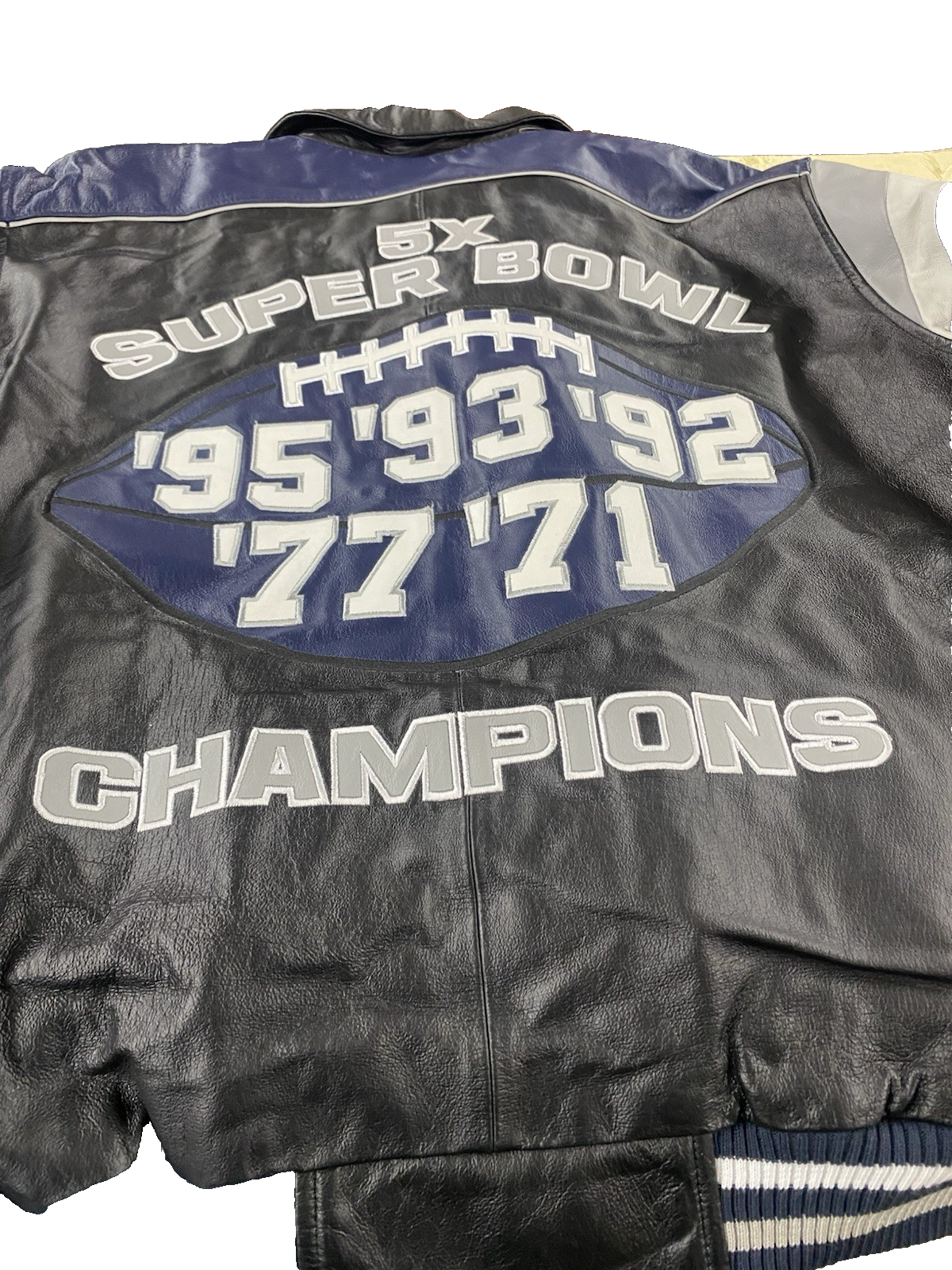 ES 230:    Dallas Cowboys 5 Time Super Bowl Leather NFL  Football Jacket  LARGE