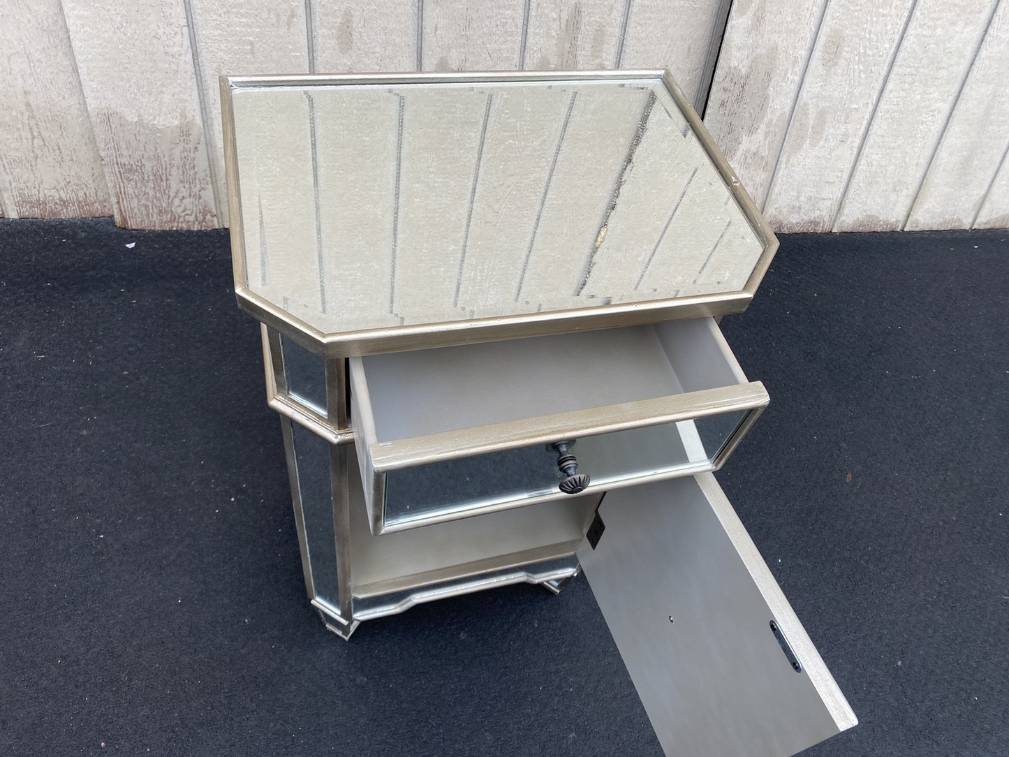 66351 Modern Mirror Mirrored Nightstand End Table Stand