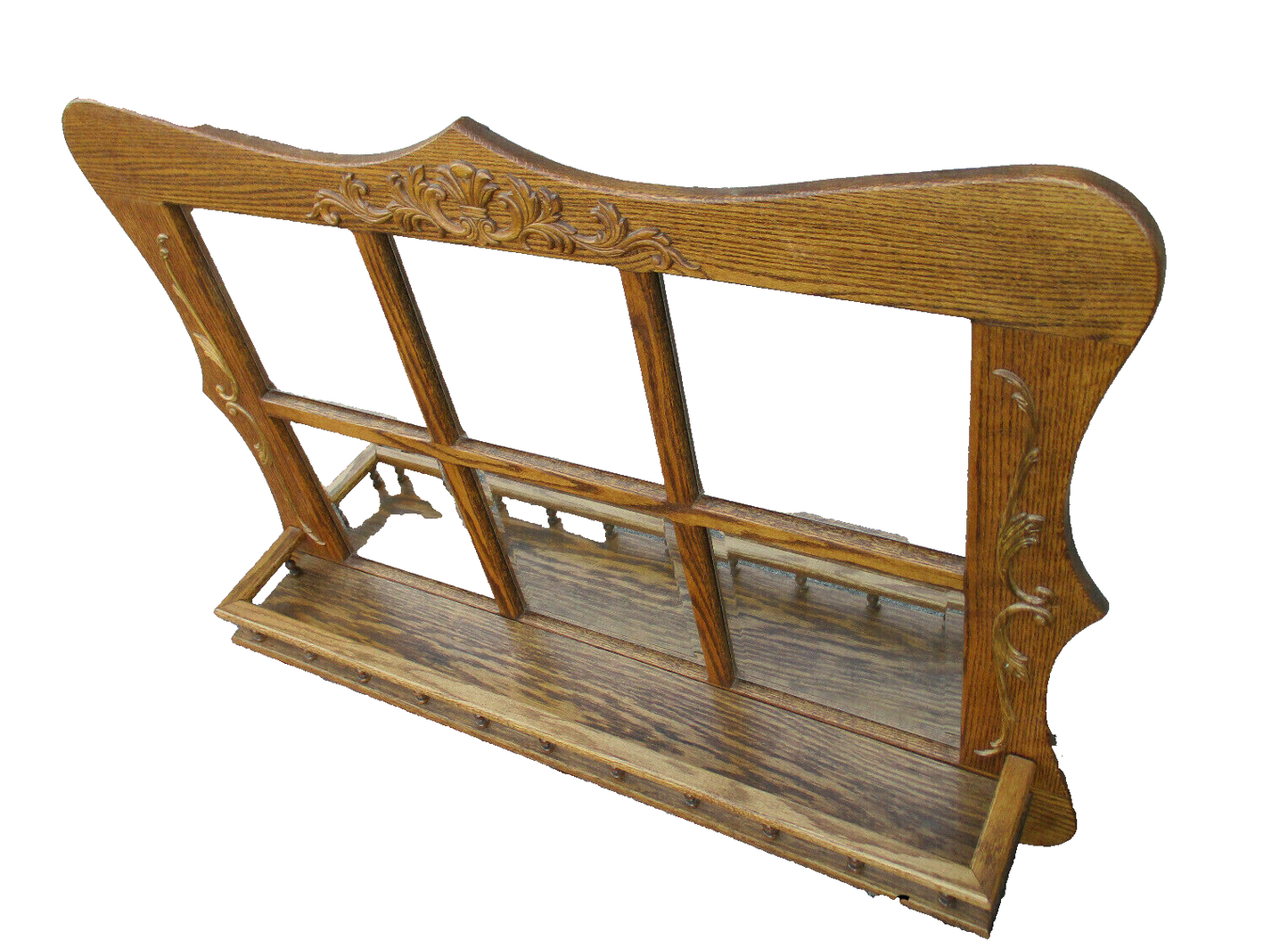 62901 Oak Whatnot Wall Curio Shelf with Beveled Mirrors