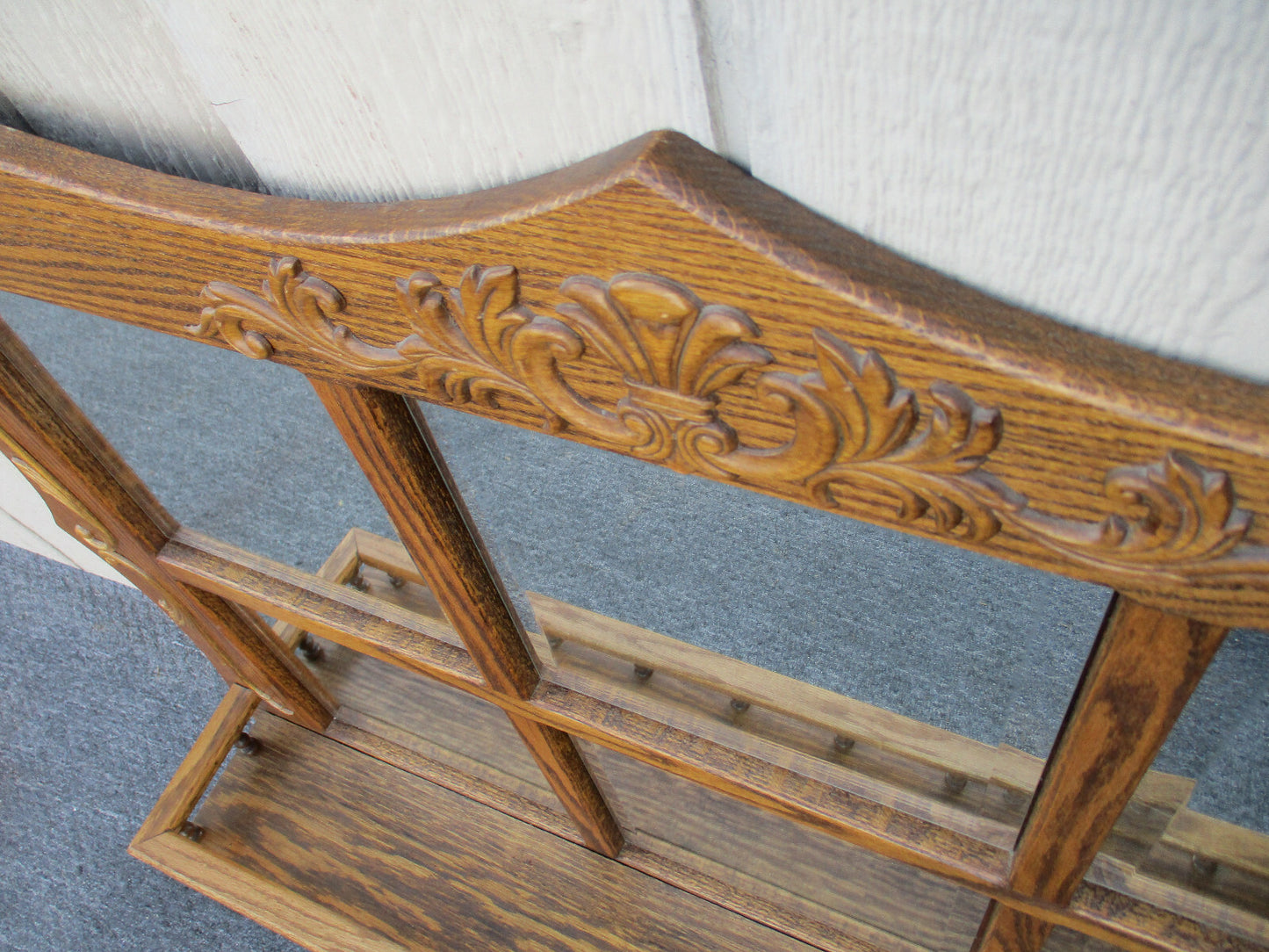 62901 Oak Whatnot Wall Curio Shelf with Beveled Mirrors