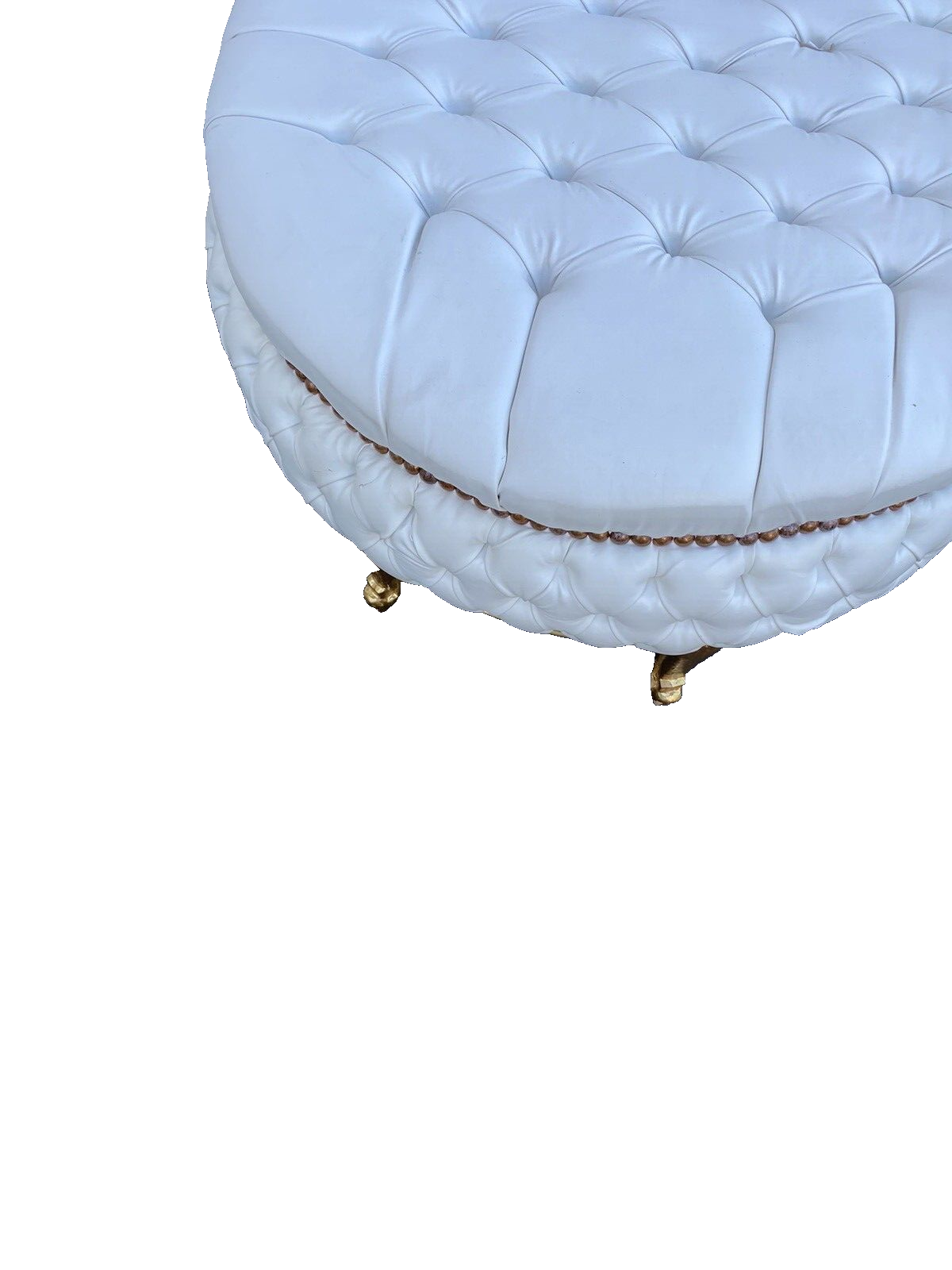 65422  Round Decorator Tufted Ottoman with Gold Legs