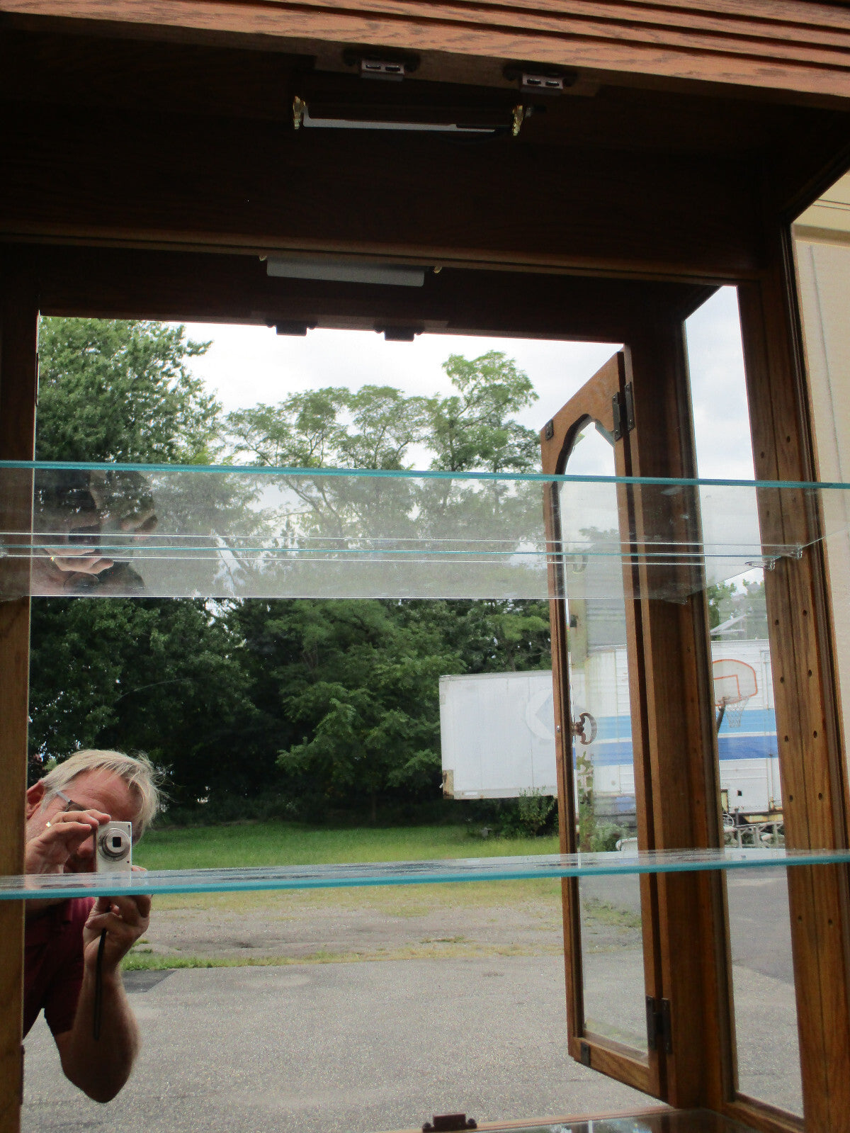 63691 Oak Curio China Cabinet With Light