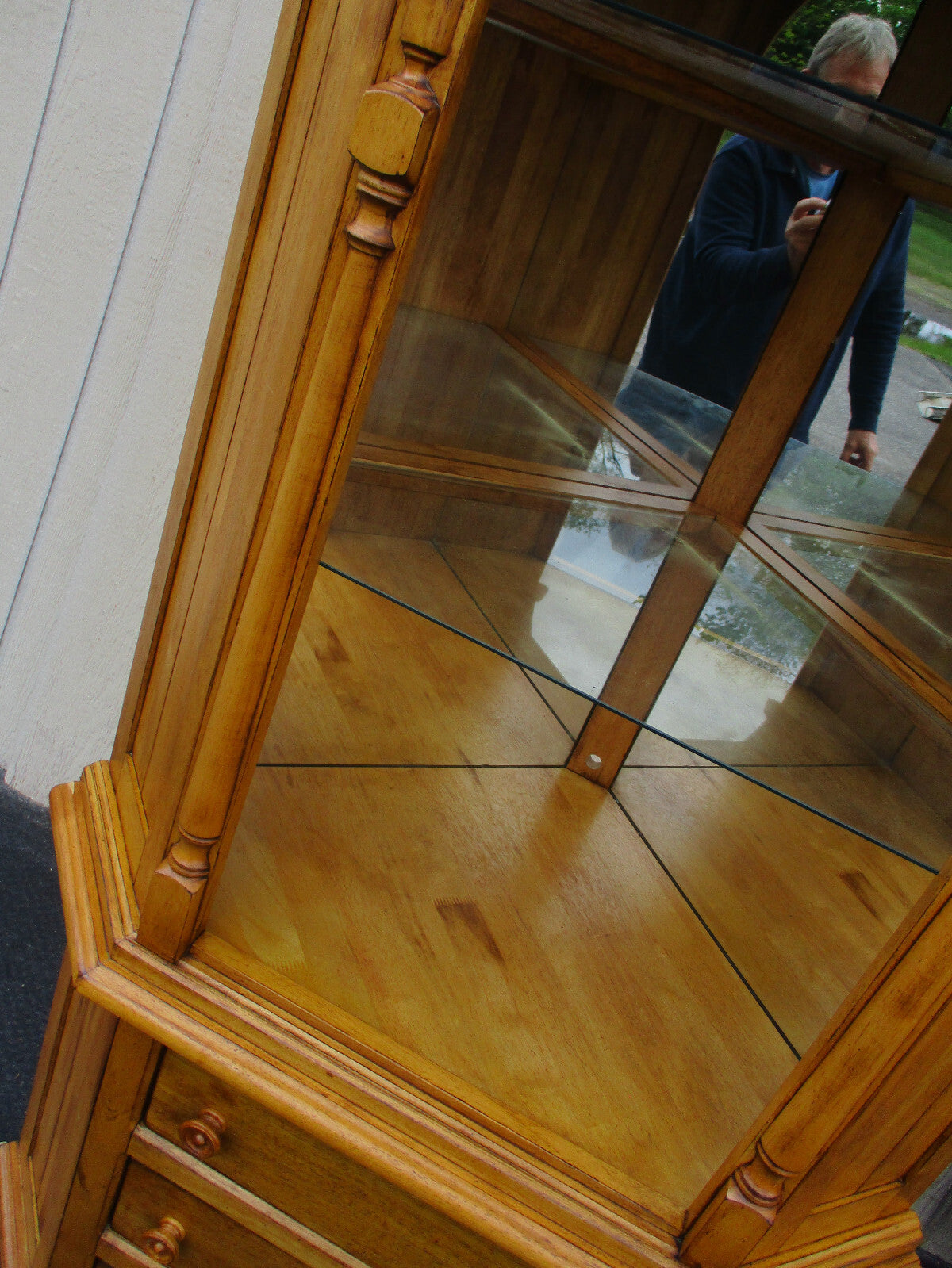 64407  Pine Country Corner China Cabinet Curio Shelf