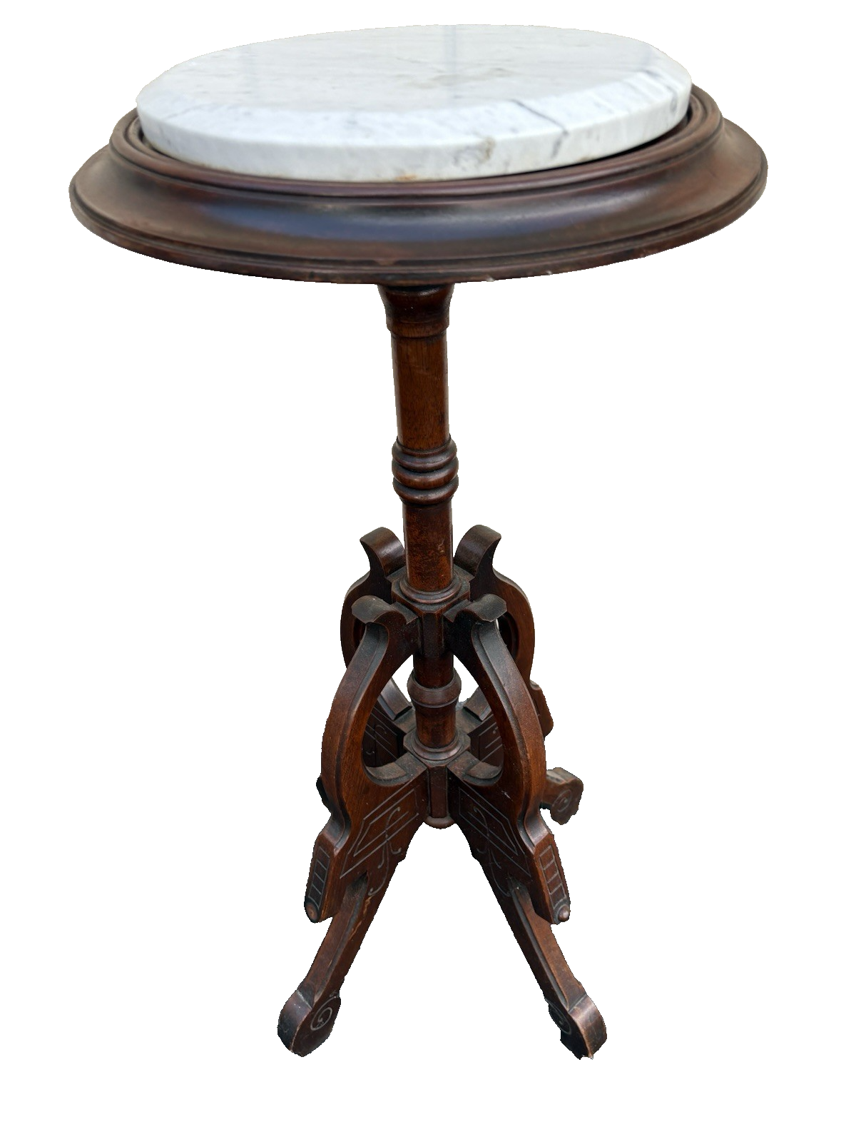 66665  Antique Victorian Marble Top Lamp Table