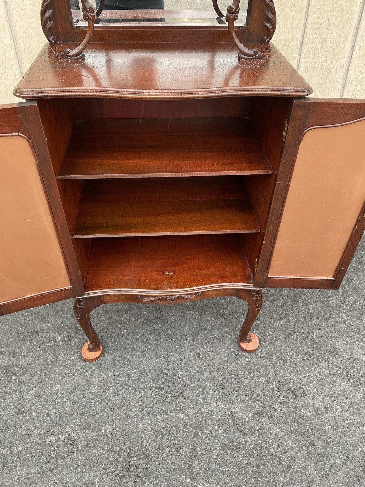 64992   Antique Victorian  Mahogany Mirrored Cabinet