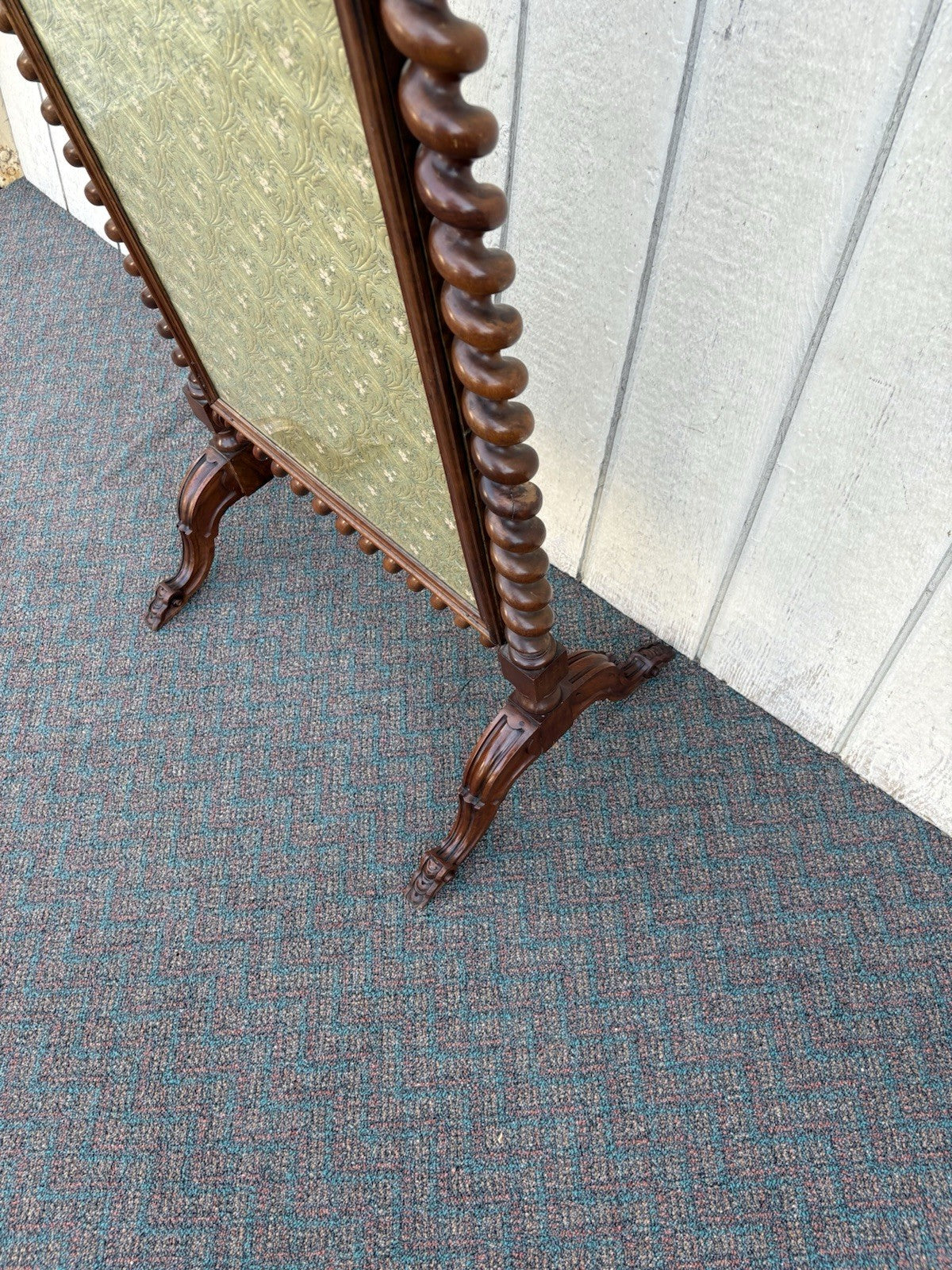 66905   Antique Victorian 2 Sided Walnut Fireplace Mantle Screen