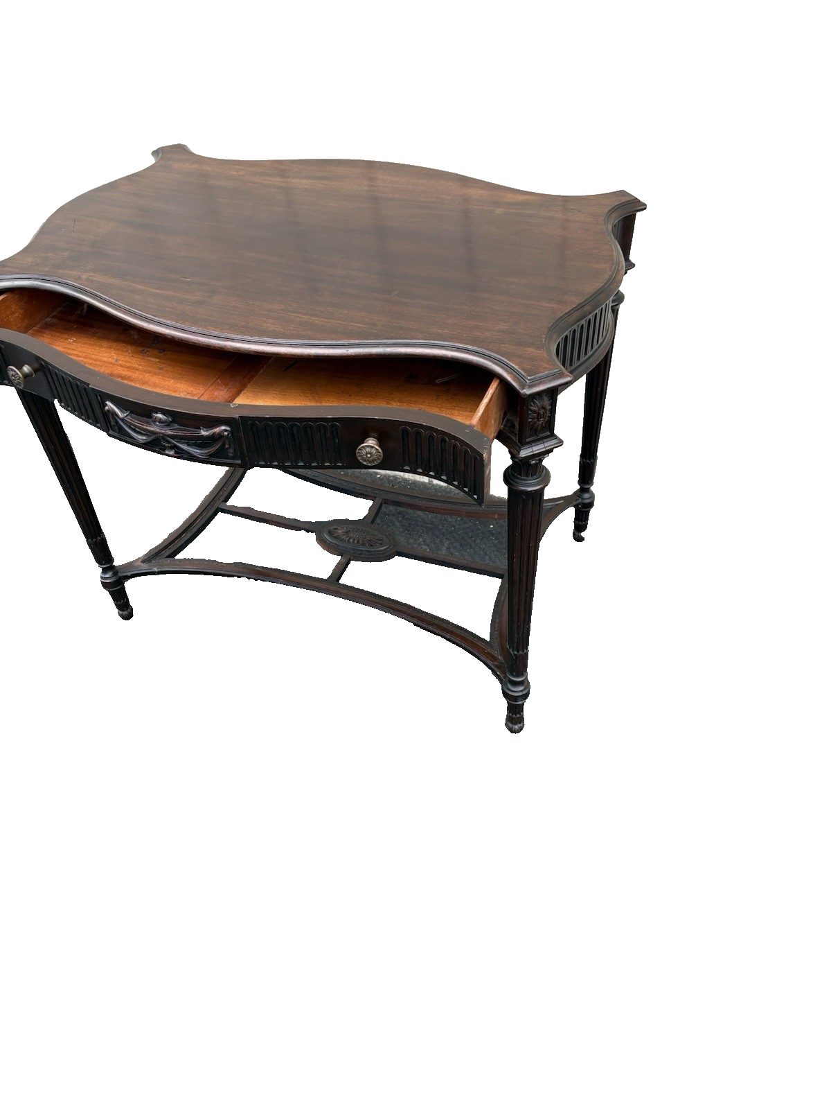 66896 Antique Mahogany Lamp Table Stand w/ Drawer