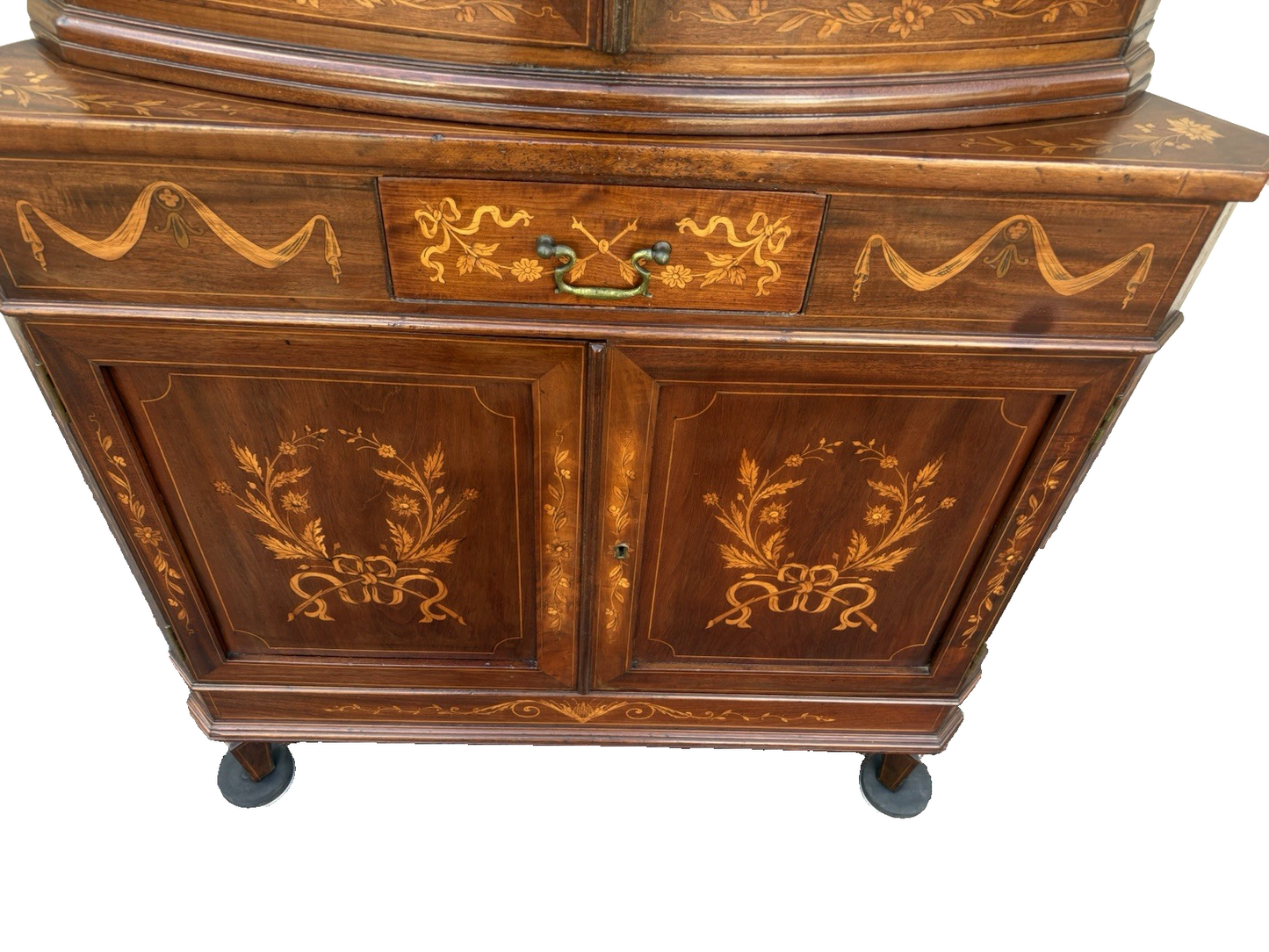 66982 Antique Custom Hand Made  Mahogany  Corner Curio Cabinet