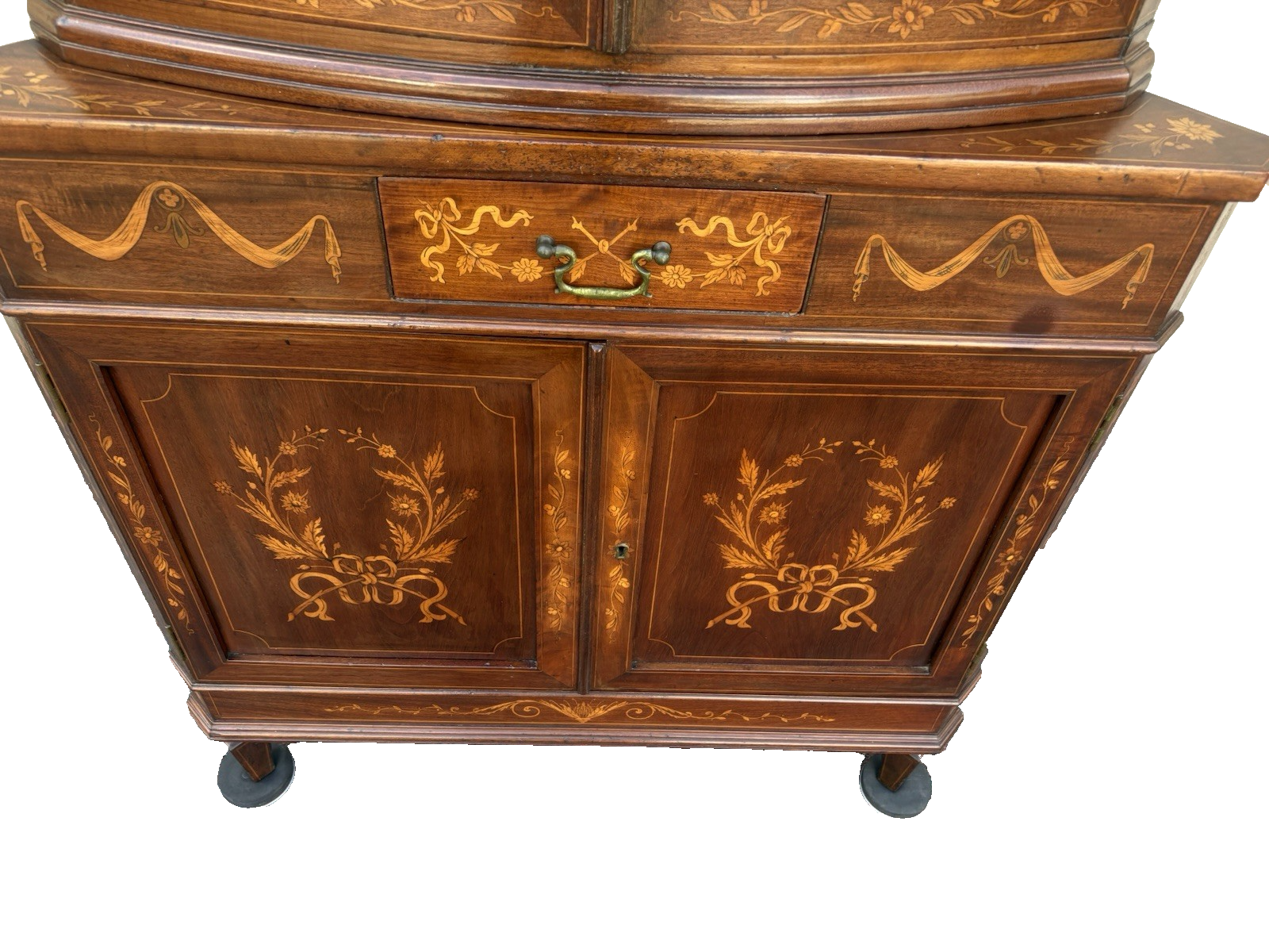 66982 Antique Custom Hand Made  Mahogany  Corner Curio Cabinet