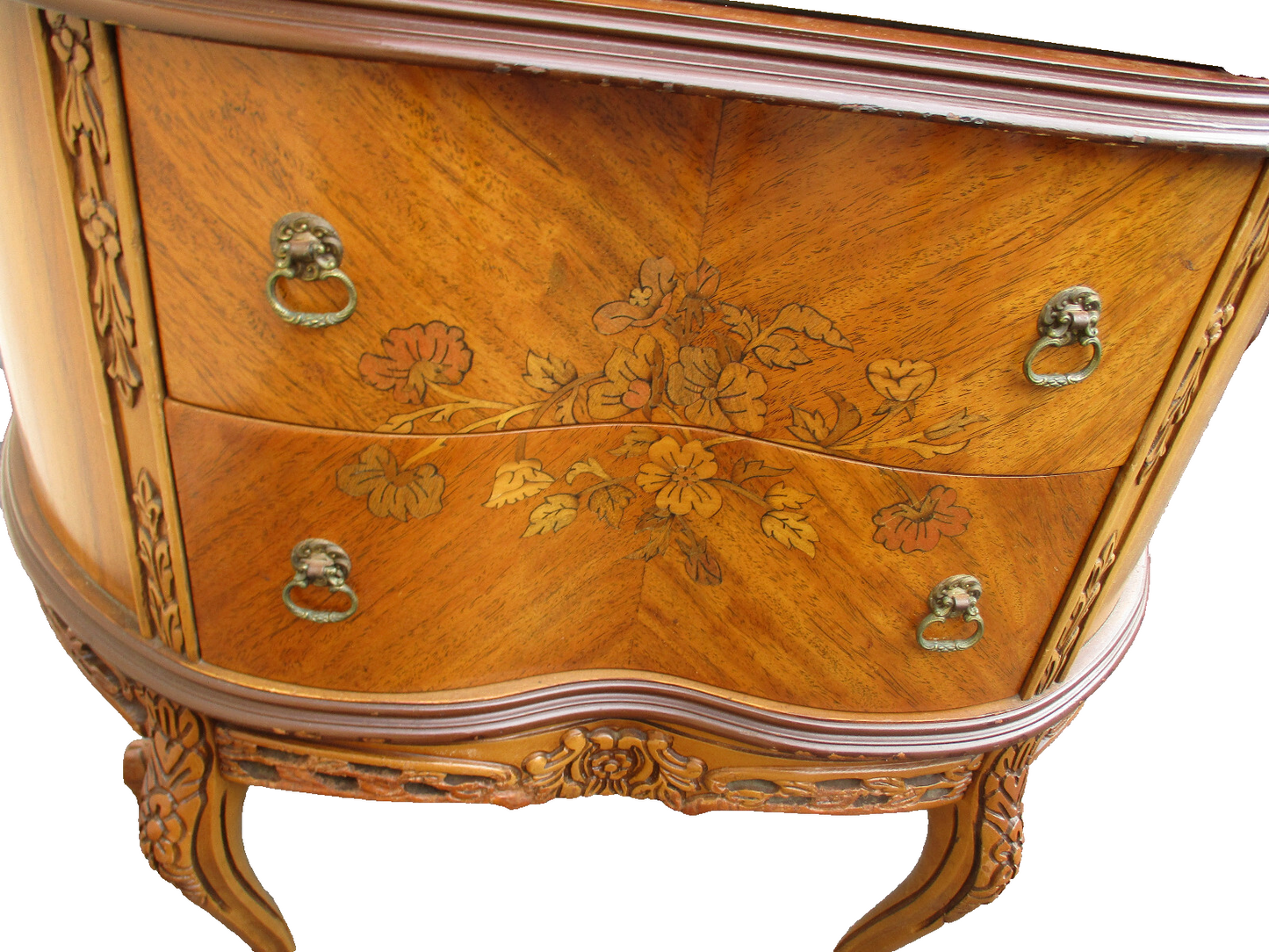 63337 Inlaid Bow Glass Curio China Cabinet