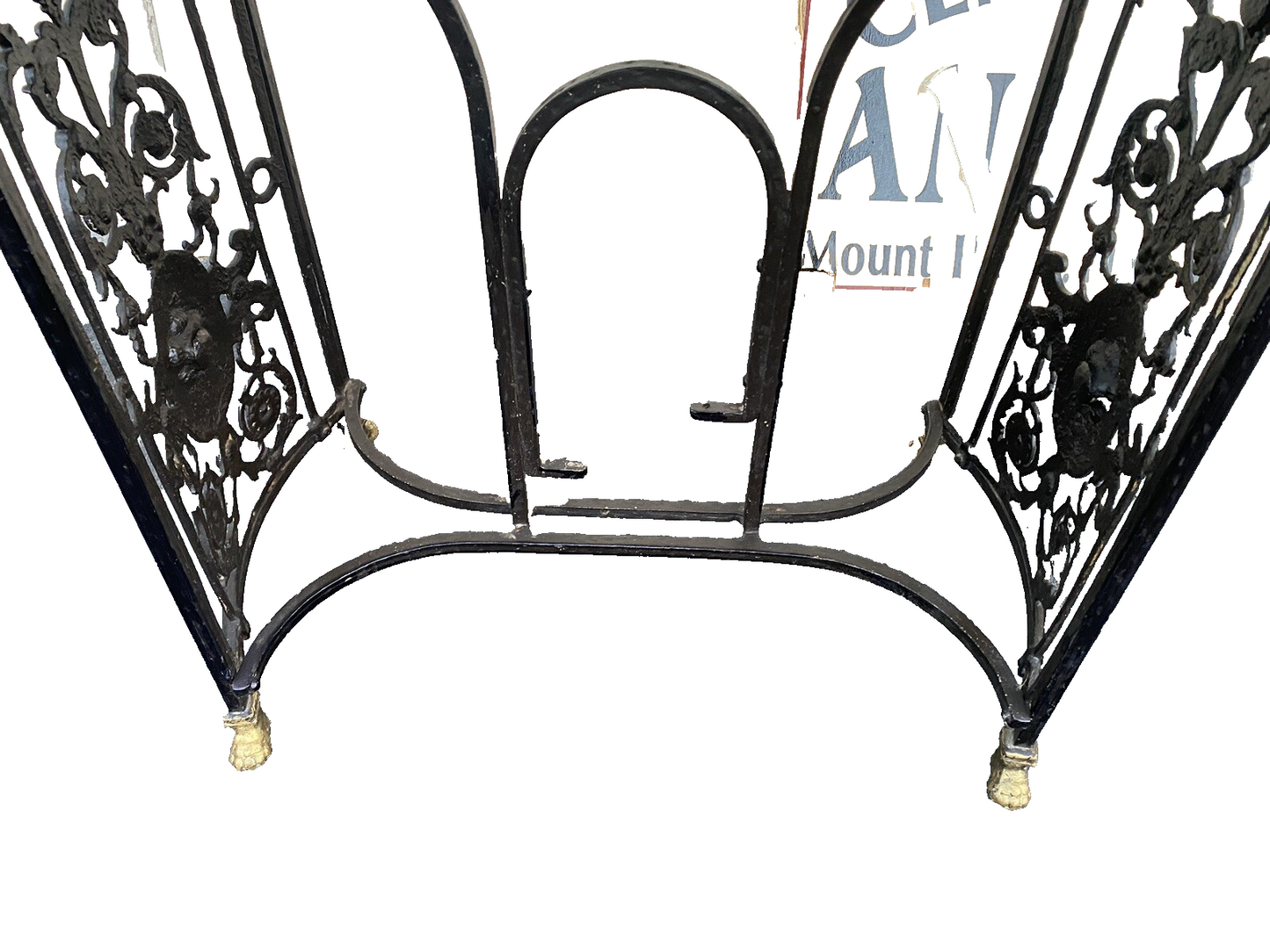 66069   Marble Top Lamp Table with Fancy  Cast Iron Base