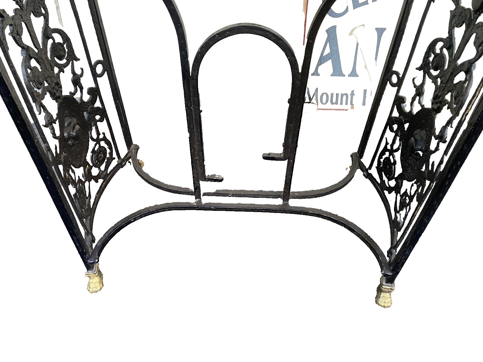 66069   Marble Top Lamp Table with Fancy  Cast Iron Base