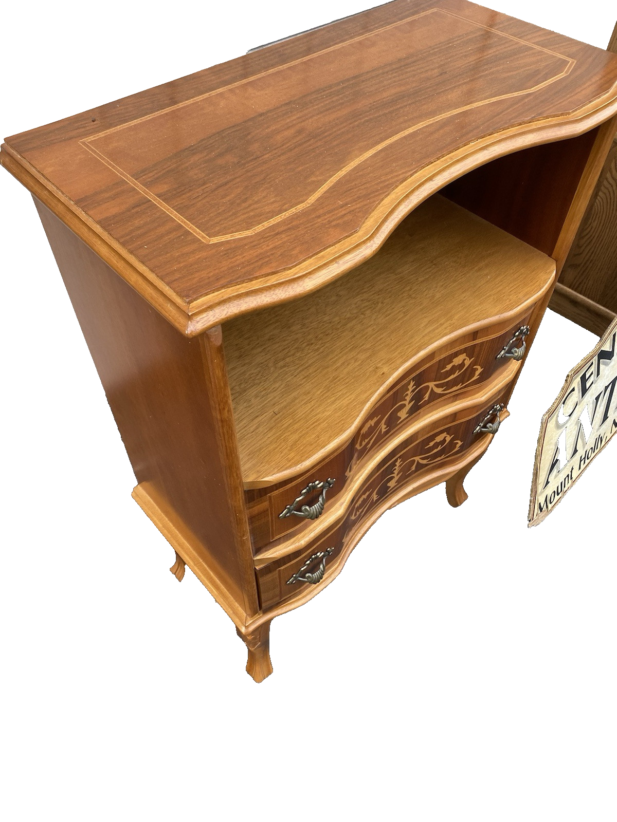 66403 Inlaid Custom Made 2 Drawer Bookcase Cabinet Nightstand