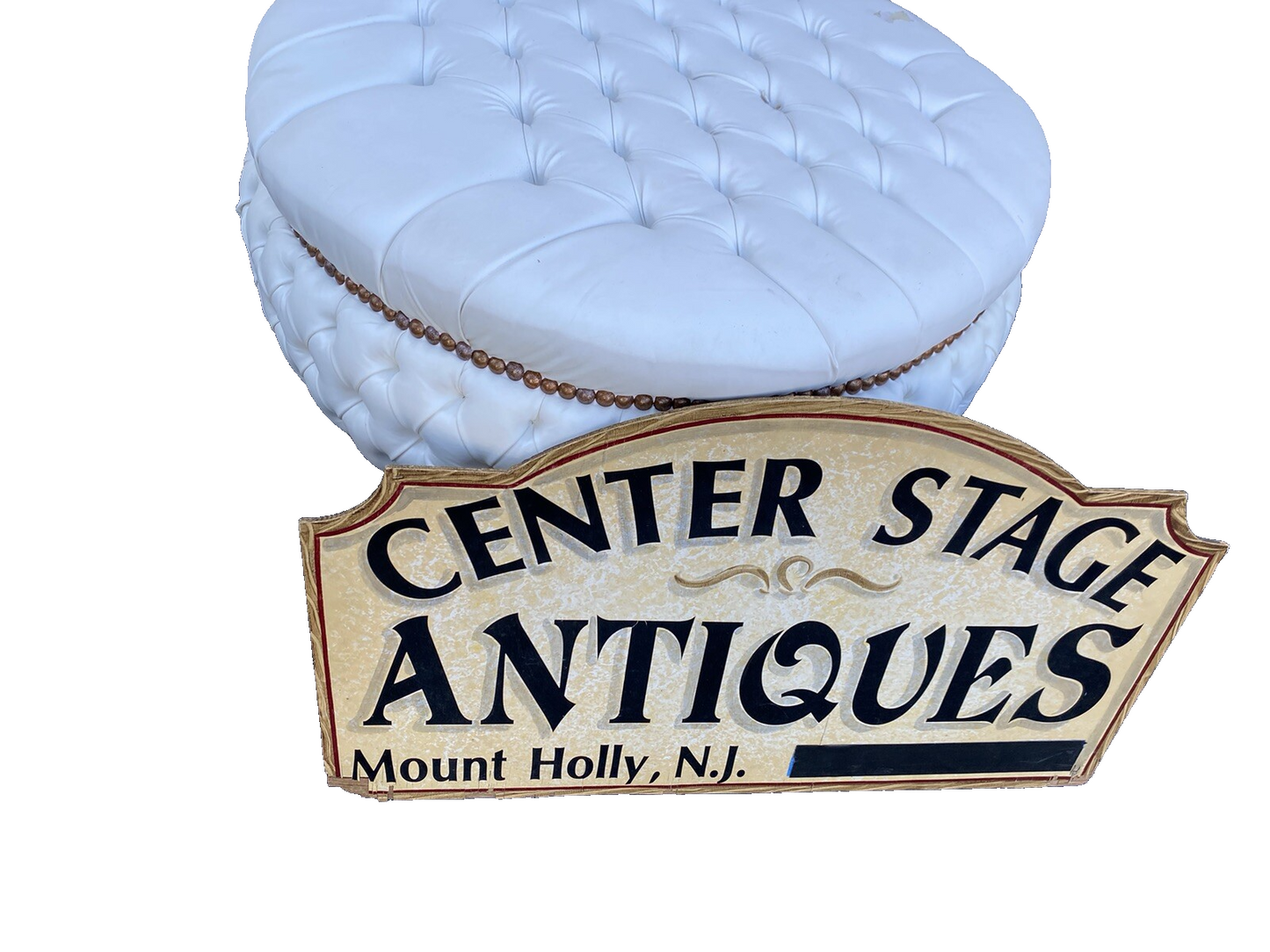 65422 Round Decorator Tufted Ottoman with Gold Legs