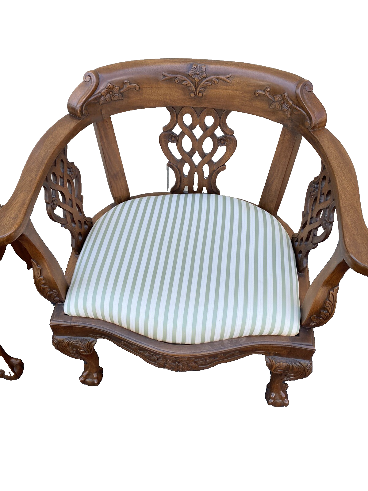 65492 + 65504: Pair Solid Mahogany Hand Carved Armchairs Chair s
