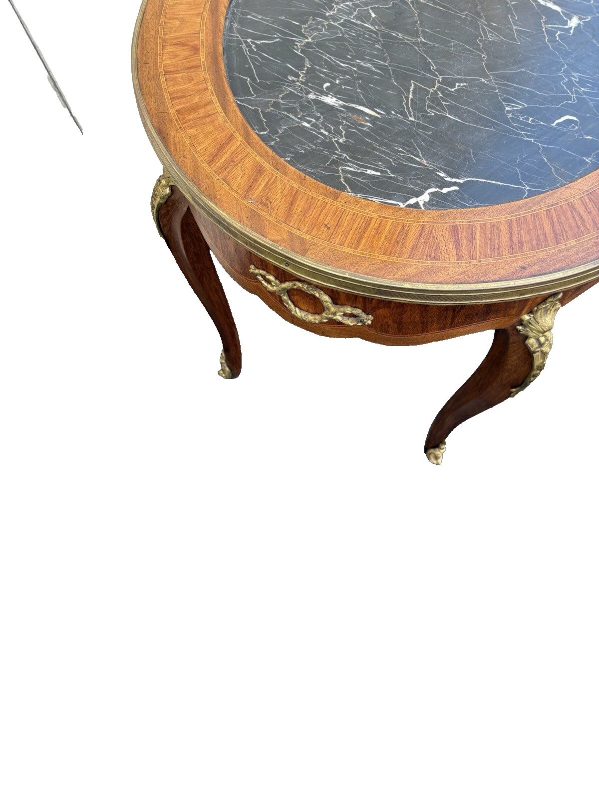 66766   Louis XV Marble Top Coffee Table Stand with Bronze Ormalu