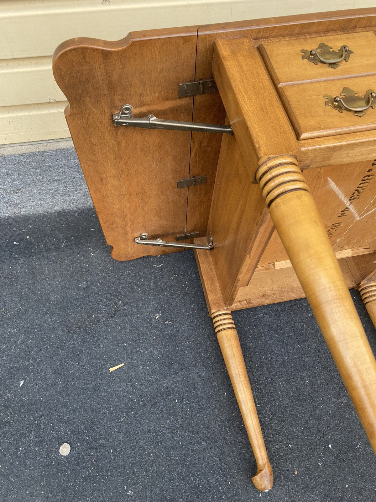 65794 Solid Maple Drop Side Pembrooke  Lamp Table Stand w/ Drawer