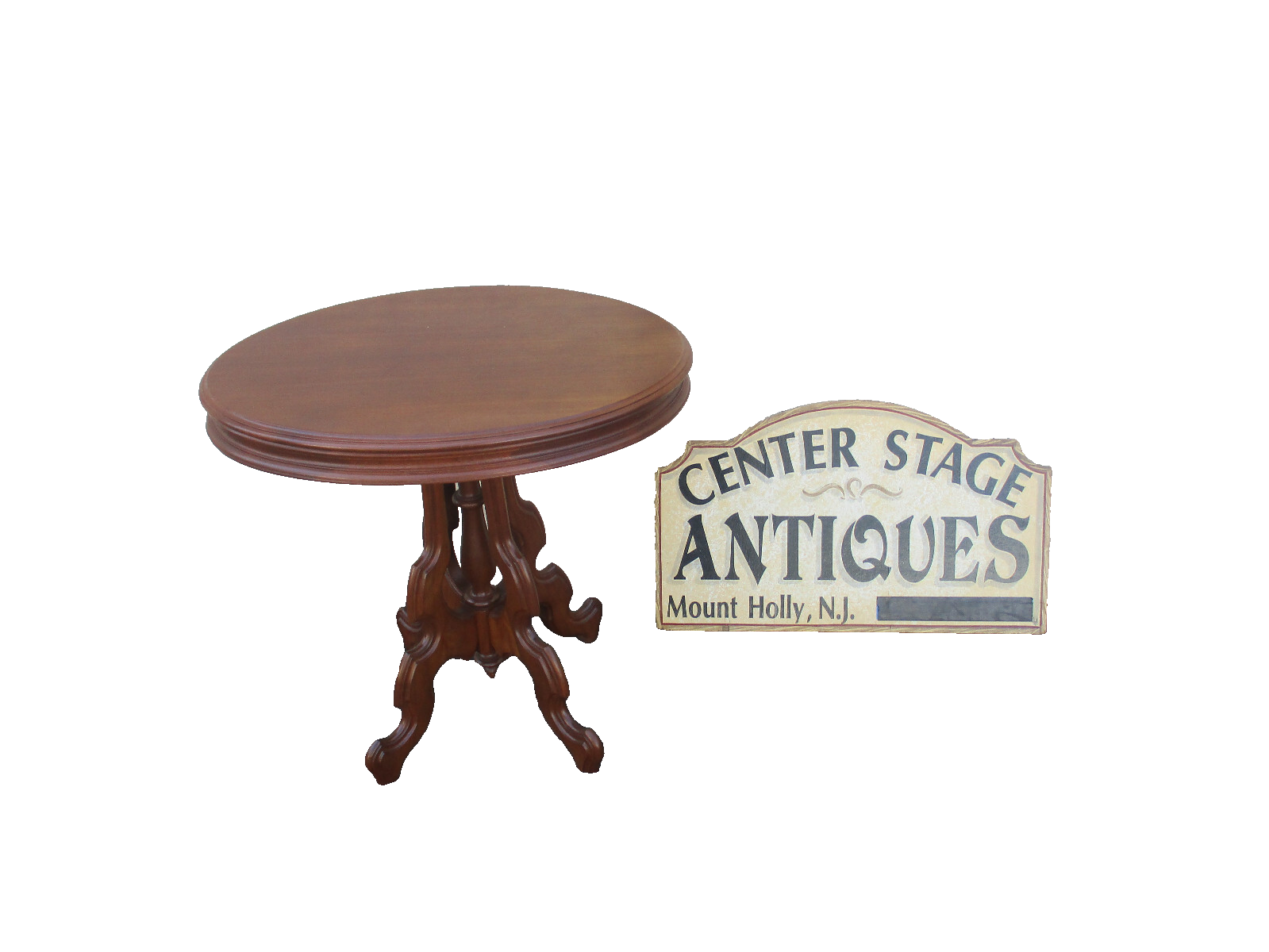64381  Oval Victorian Walnut Lamp Table Stand
