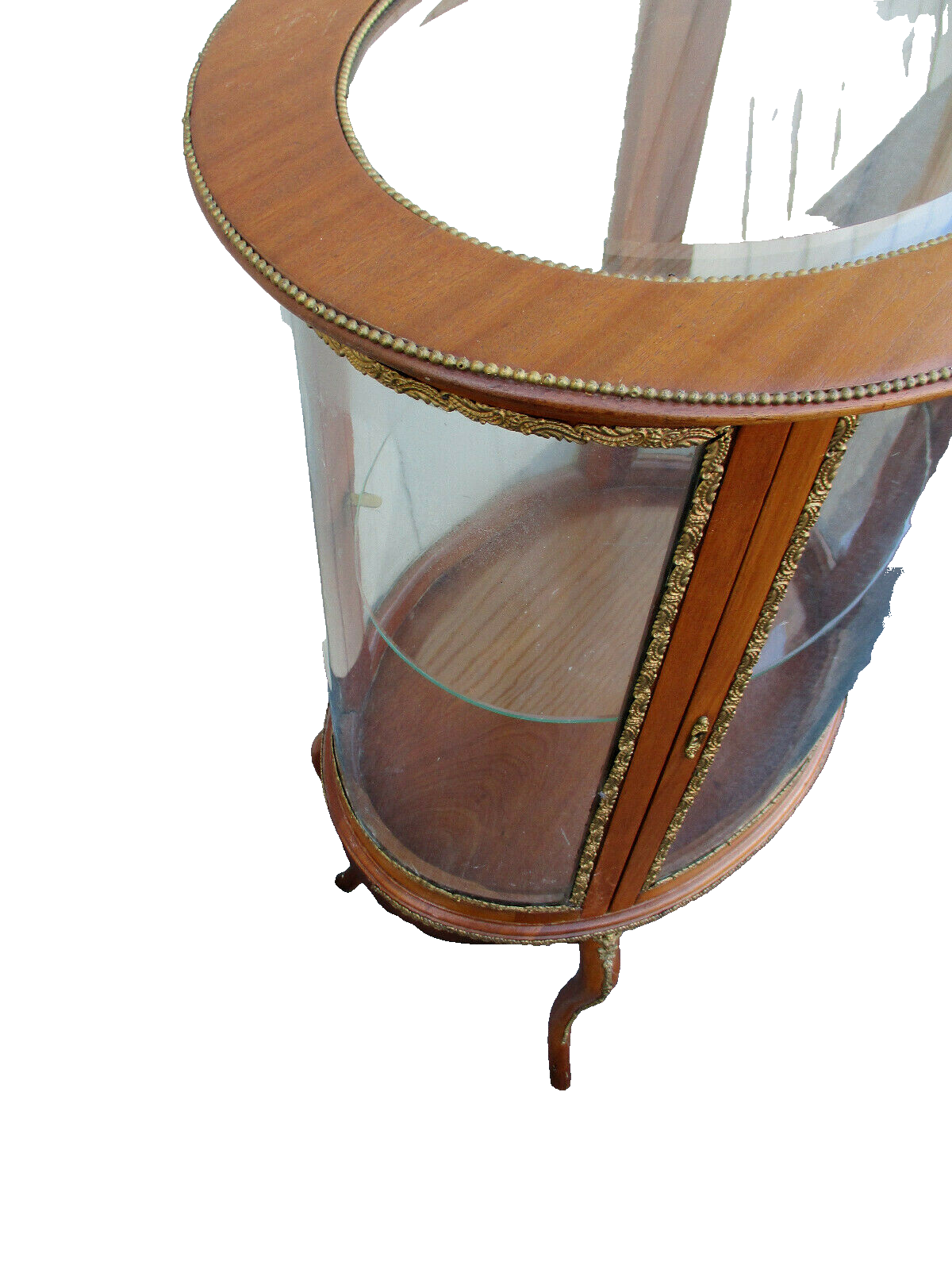 62883 Antique Bow Glass Curio Cabinet Louis XV