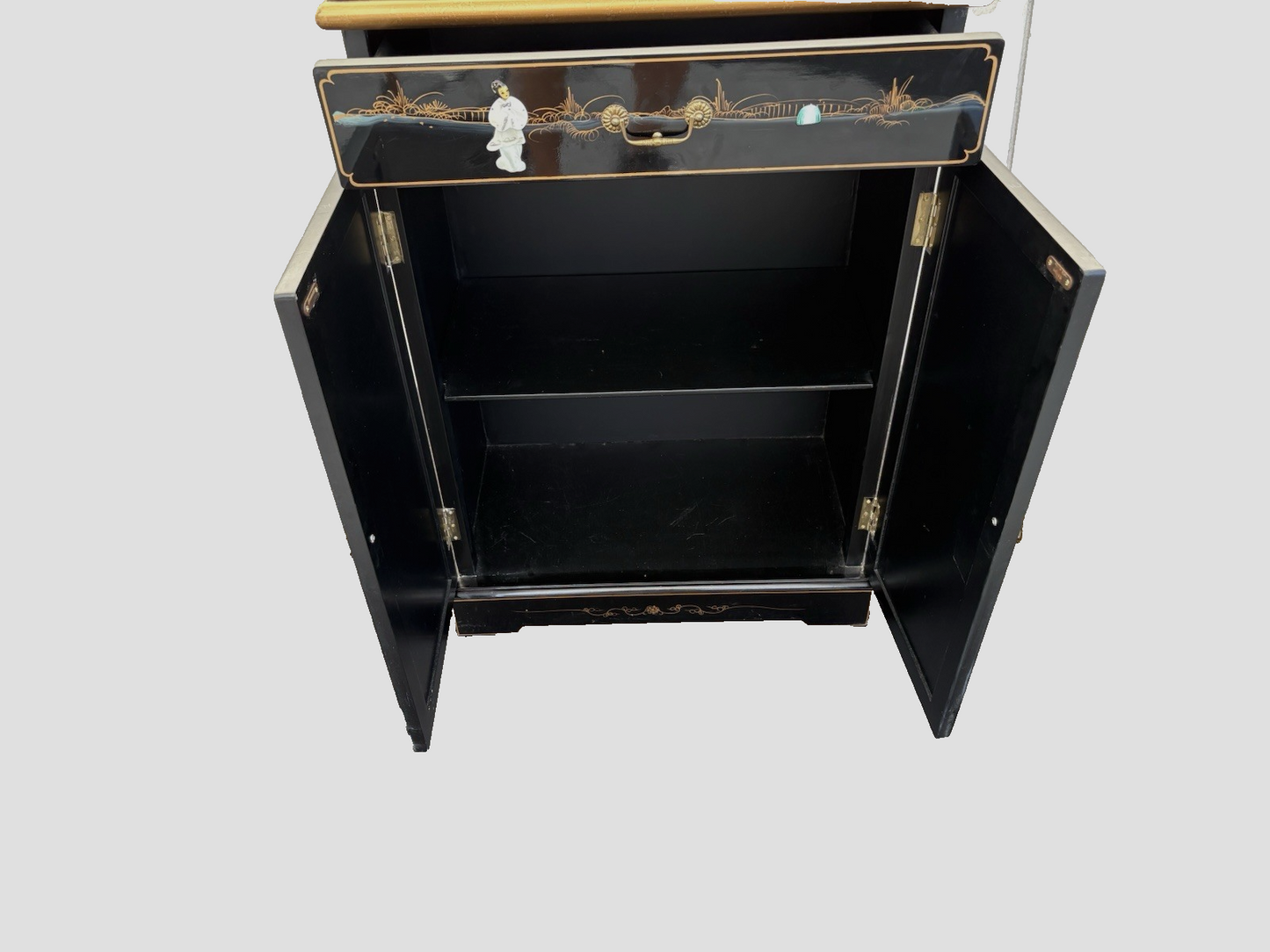 66705 Oriental Figural Storage Cabinet Server Sideboard with Drawer