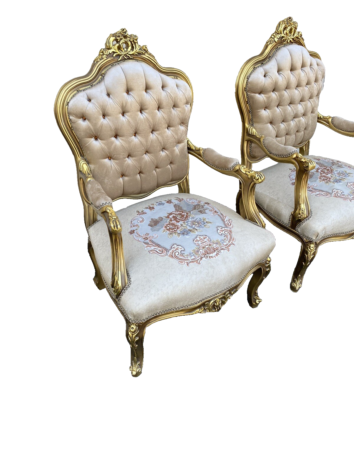 65408 Pair Decorator Gold Armchair Chair s