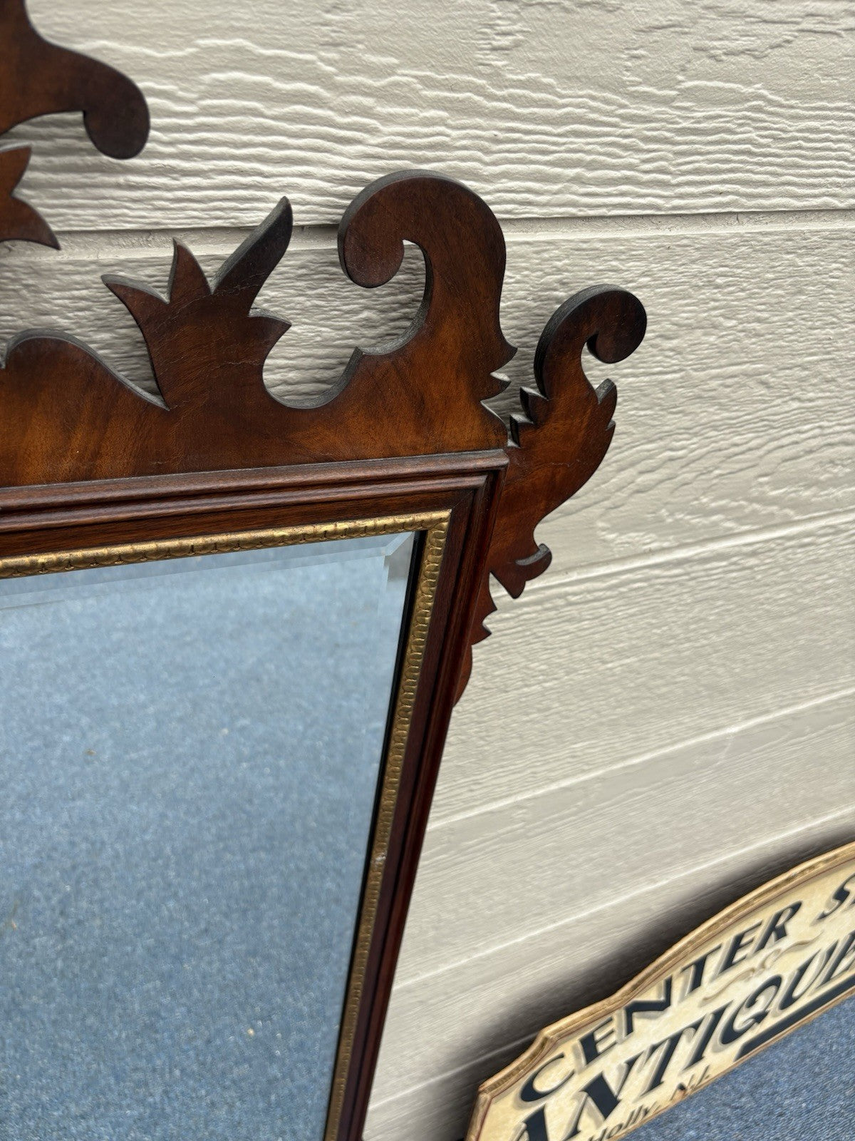 63573 HENKEL HARRIS Chippendale Burled Mahogany  Mirror