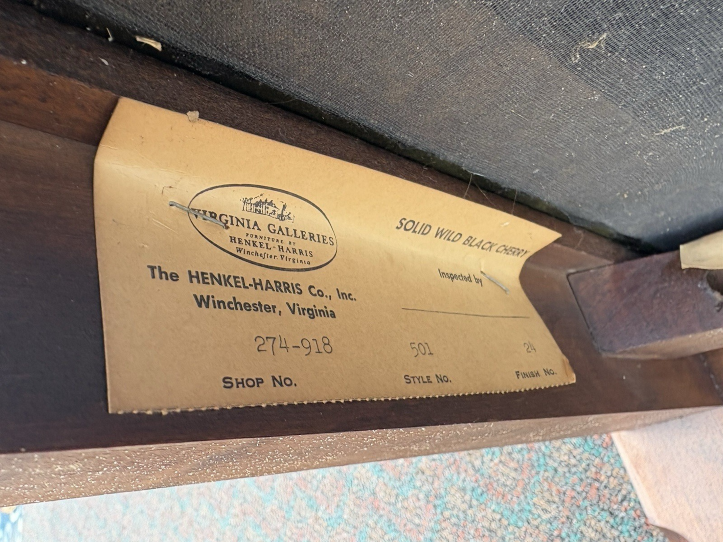 66888  HENKEL HARRIS VIRGINIA GALLERIES Solid Black Cherry Corner Chair