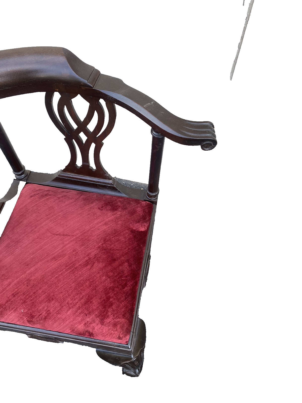 65848   Solid Mahogany Chippendale Corner Chair