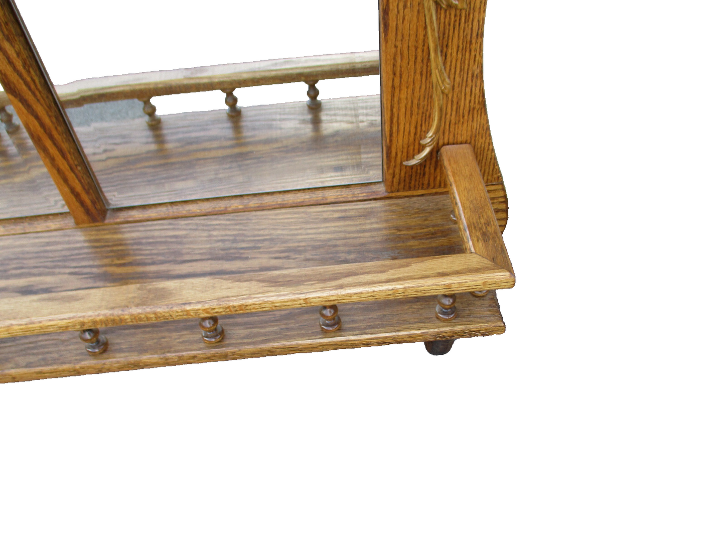 62901 Oak Whatnot Wall Curio Shelf with Beveled Mirrors