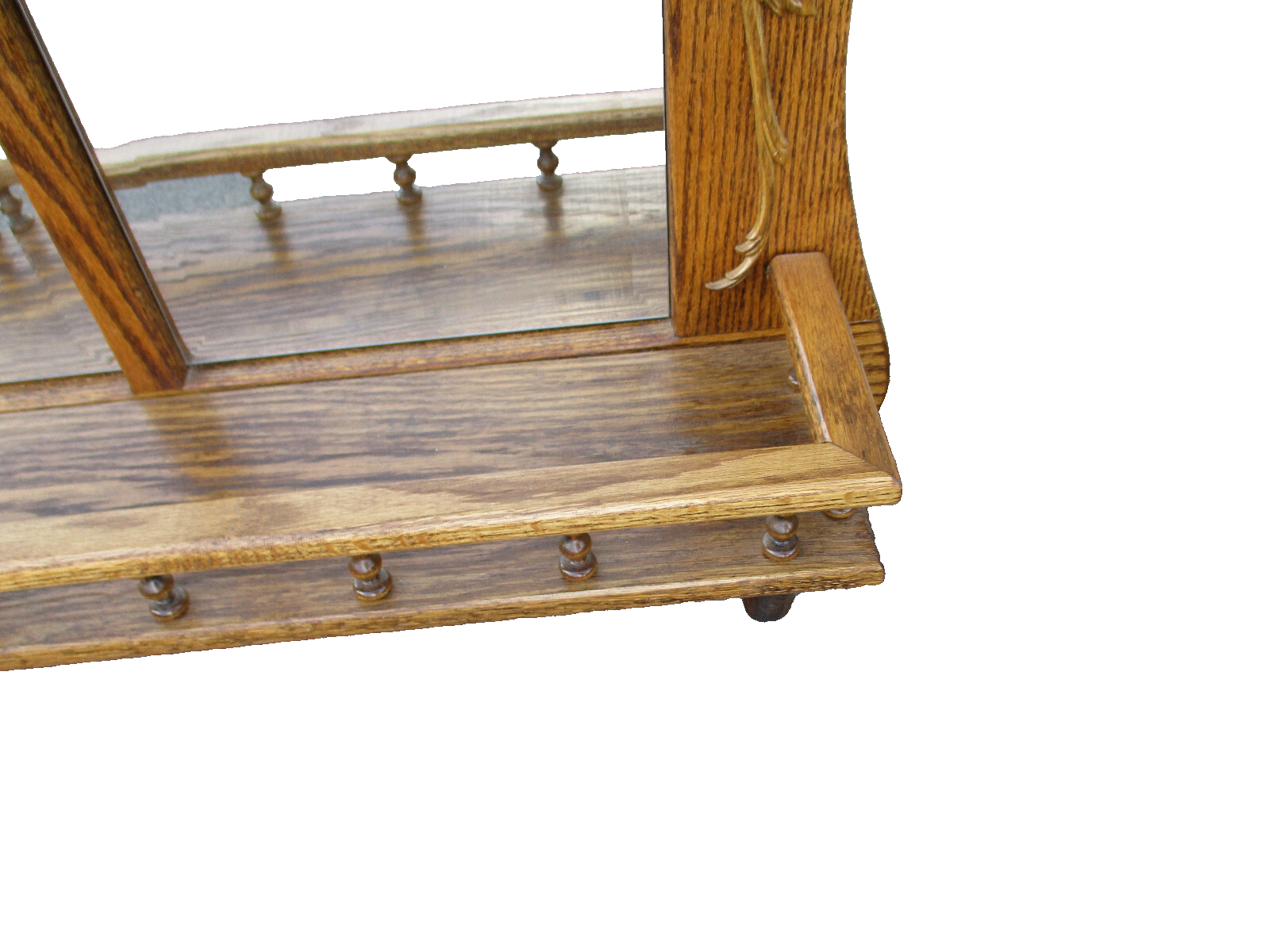 62901 Oak Whatnot Wall Curio Shelf with Beveled Mirrors