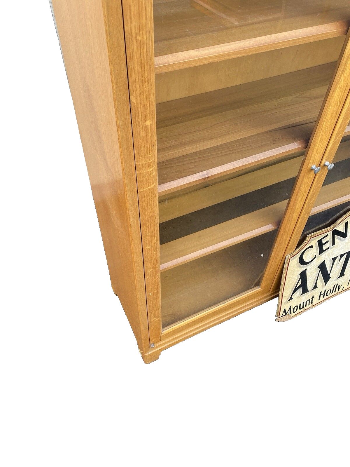 66237 Solid Oak Bookcase Curio Cabinet