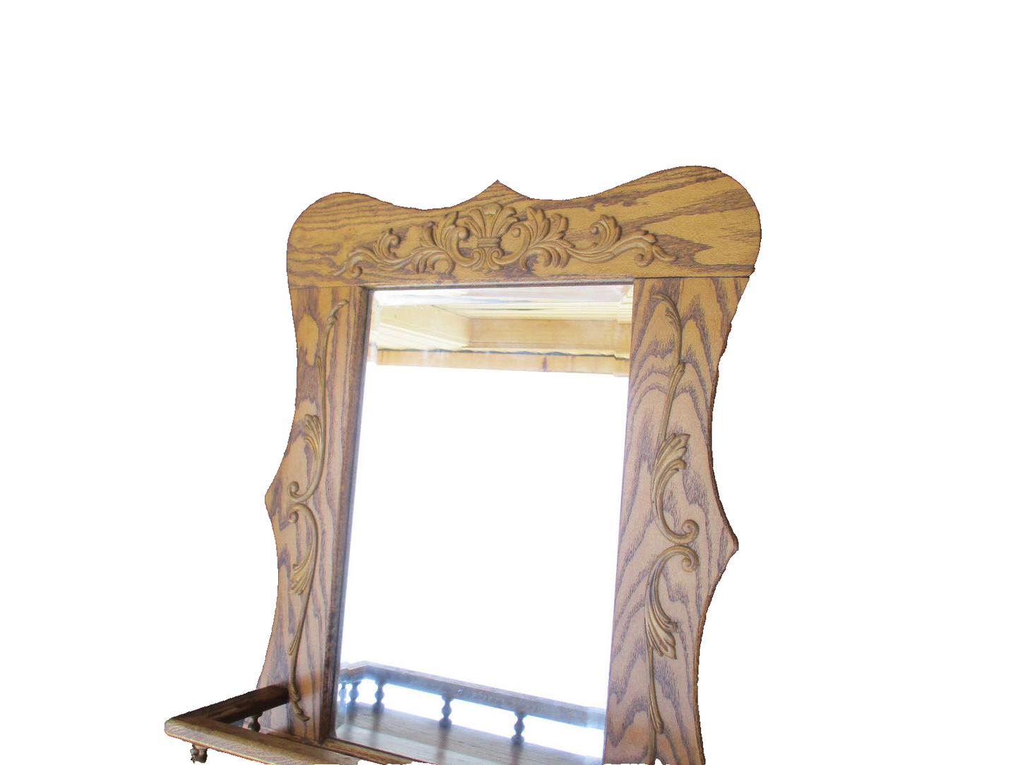 64305 Solid Oak Whatnot Wall Shelf w/ Mirror