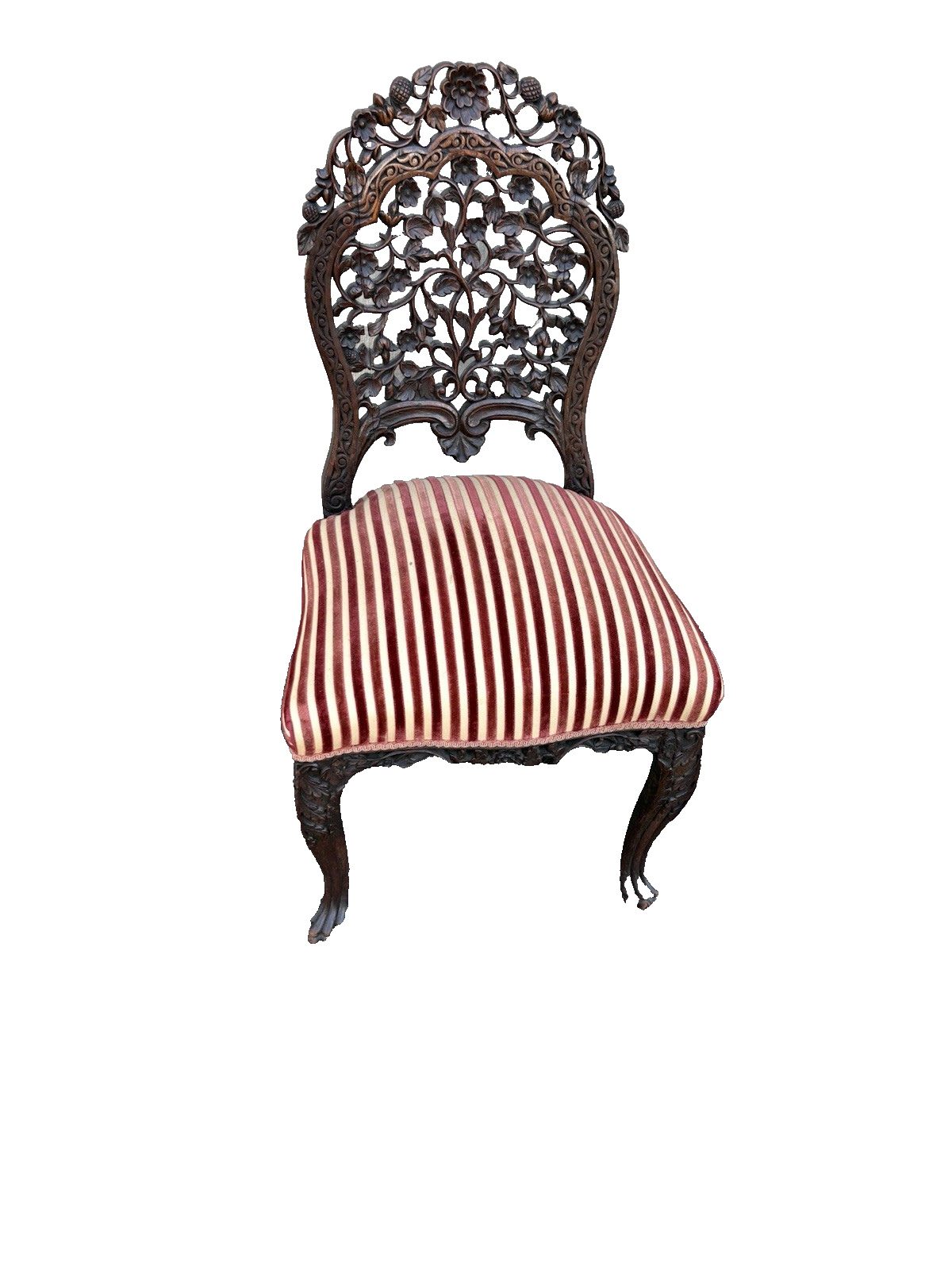 00001 ANTIQUE Oriental Hand carved Side Chair