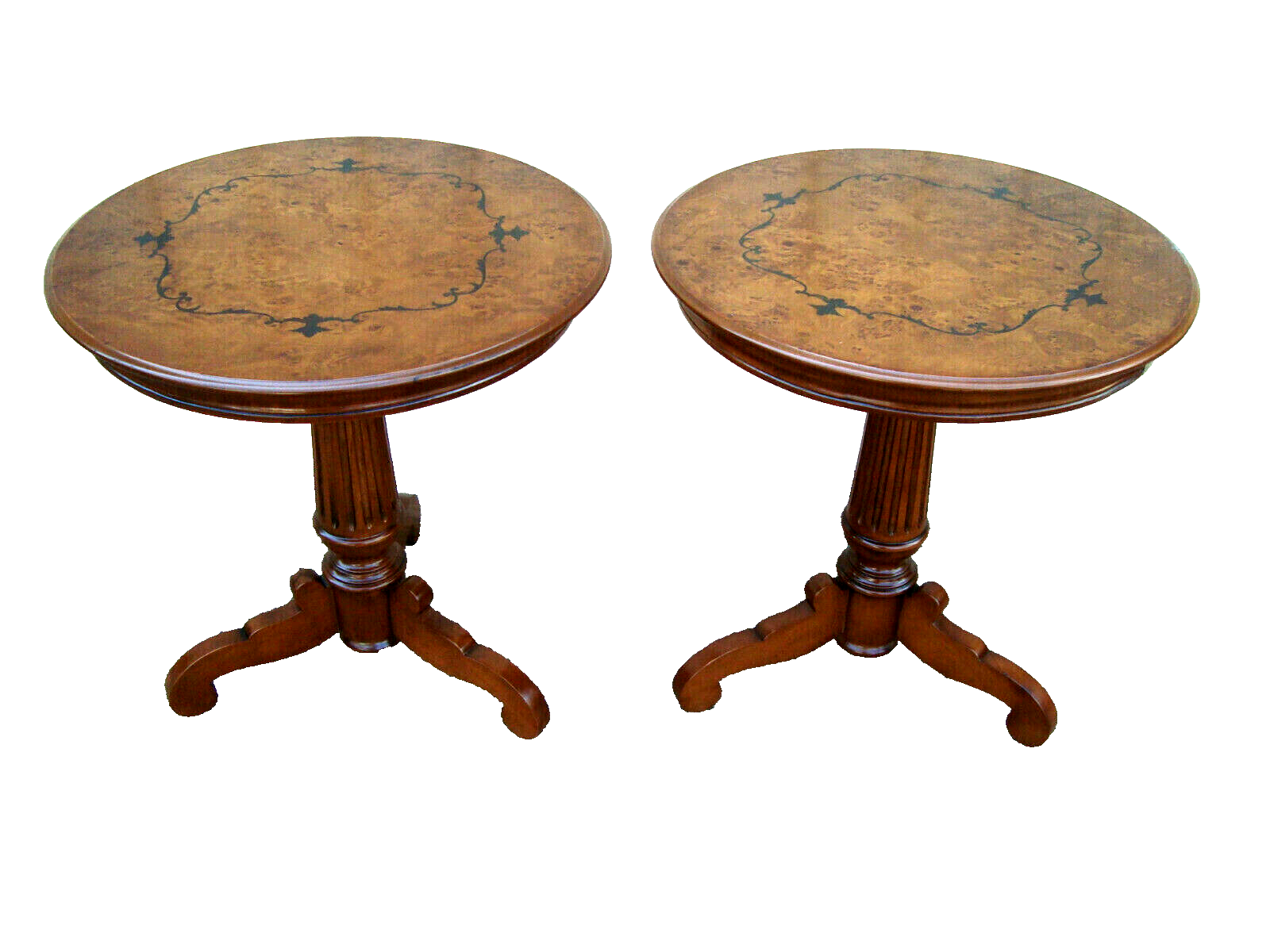 60342 Pair QUALITY Inlaid ITALIAN LUCA FERRARI Lamp Table Nightstands