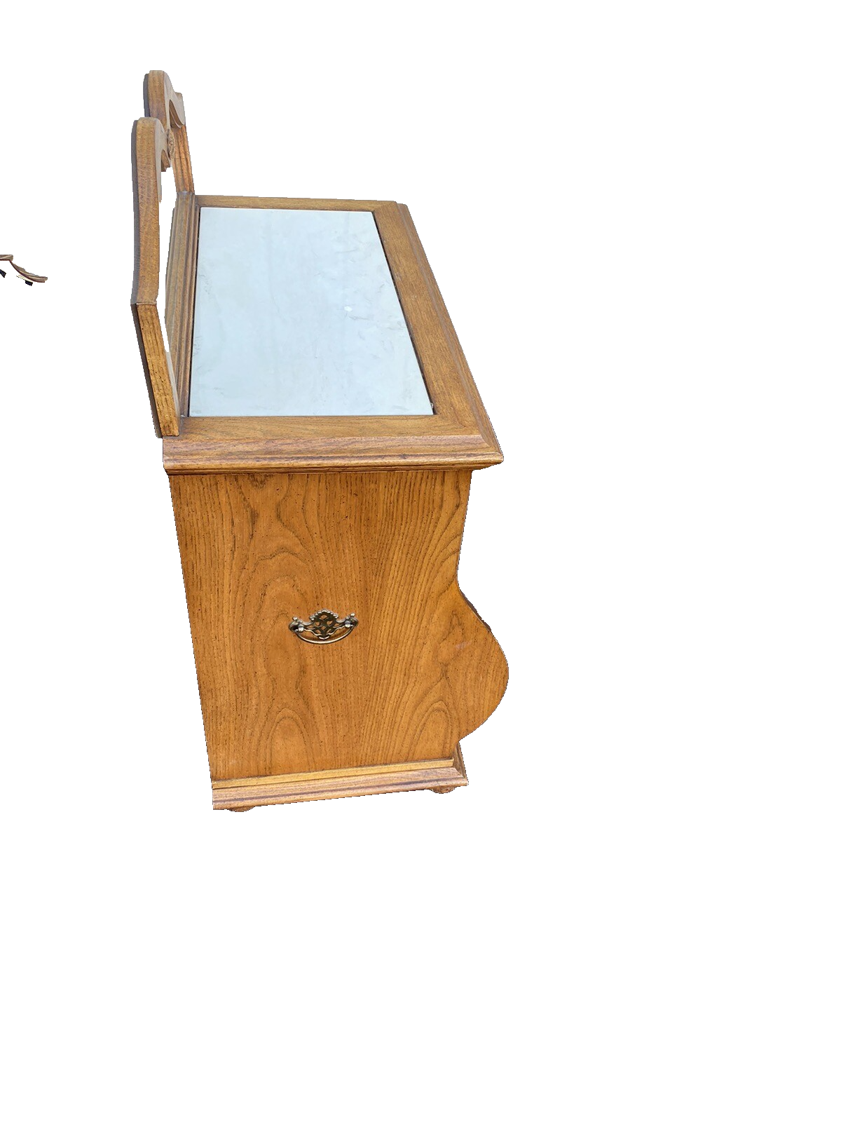 65039 Oak Marble Top Nightstand End Table with Tambor Door ROWE Furniture