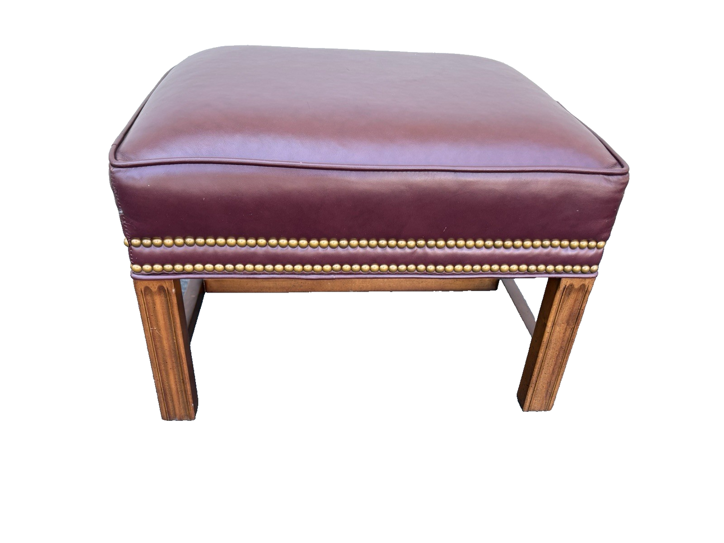 66935 WHITTEMORE SHERRILL Leather Ottoman Footstool Stool Bench